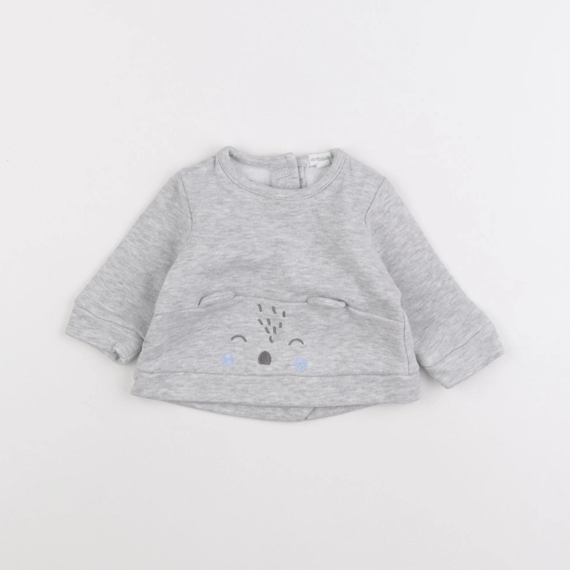 Vertbaudet - sweat gris - 3 mois