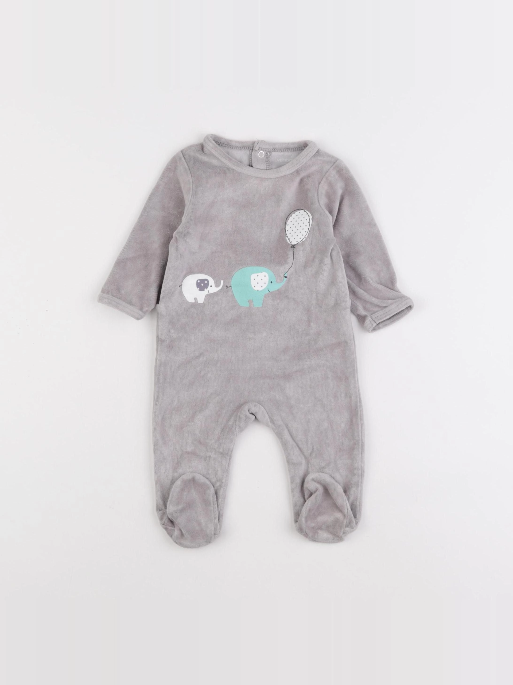 Vertbaudet - pyjama velours gris - 3 mois