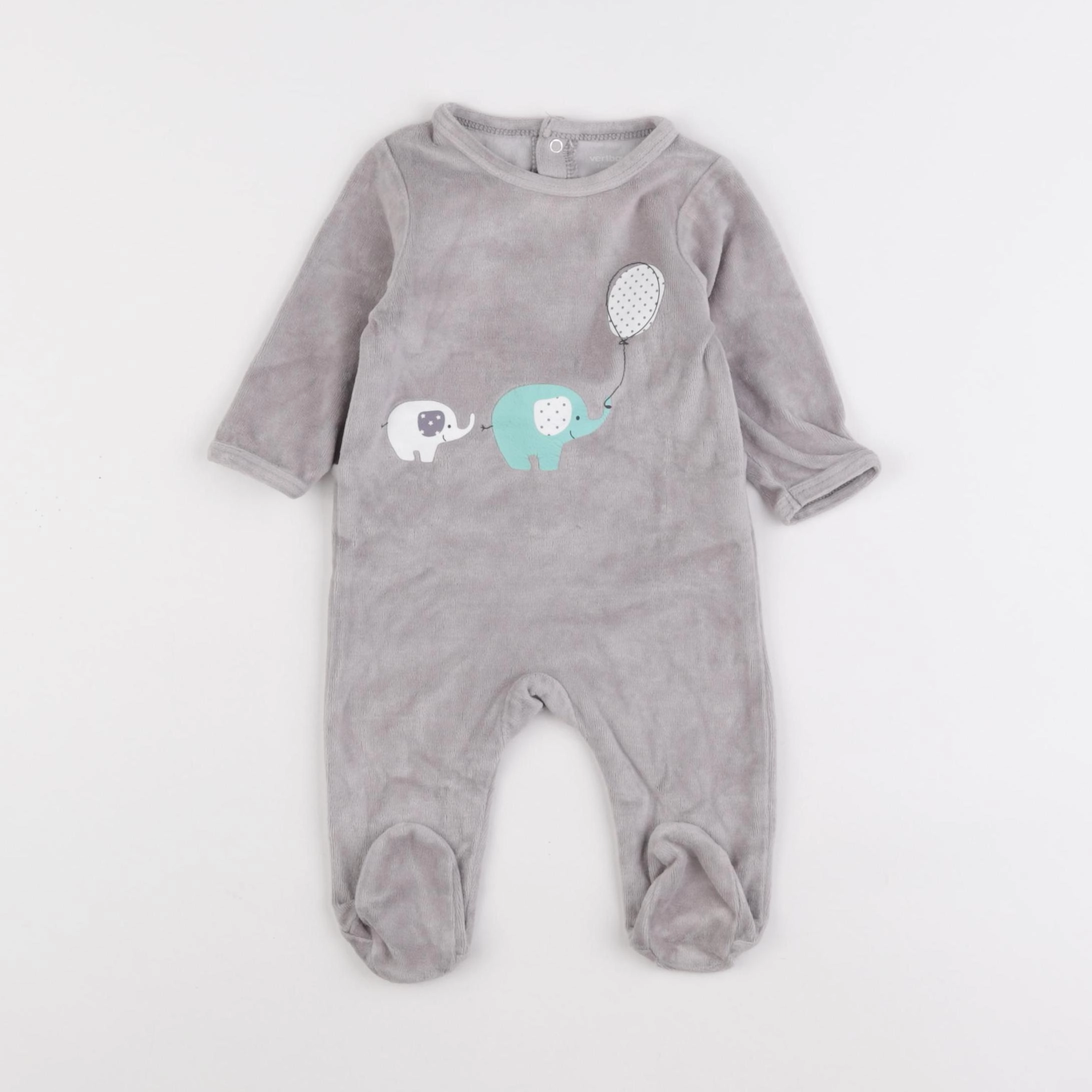 Vertbaudet - pyjama velours gris - 3 mois