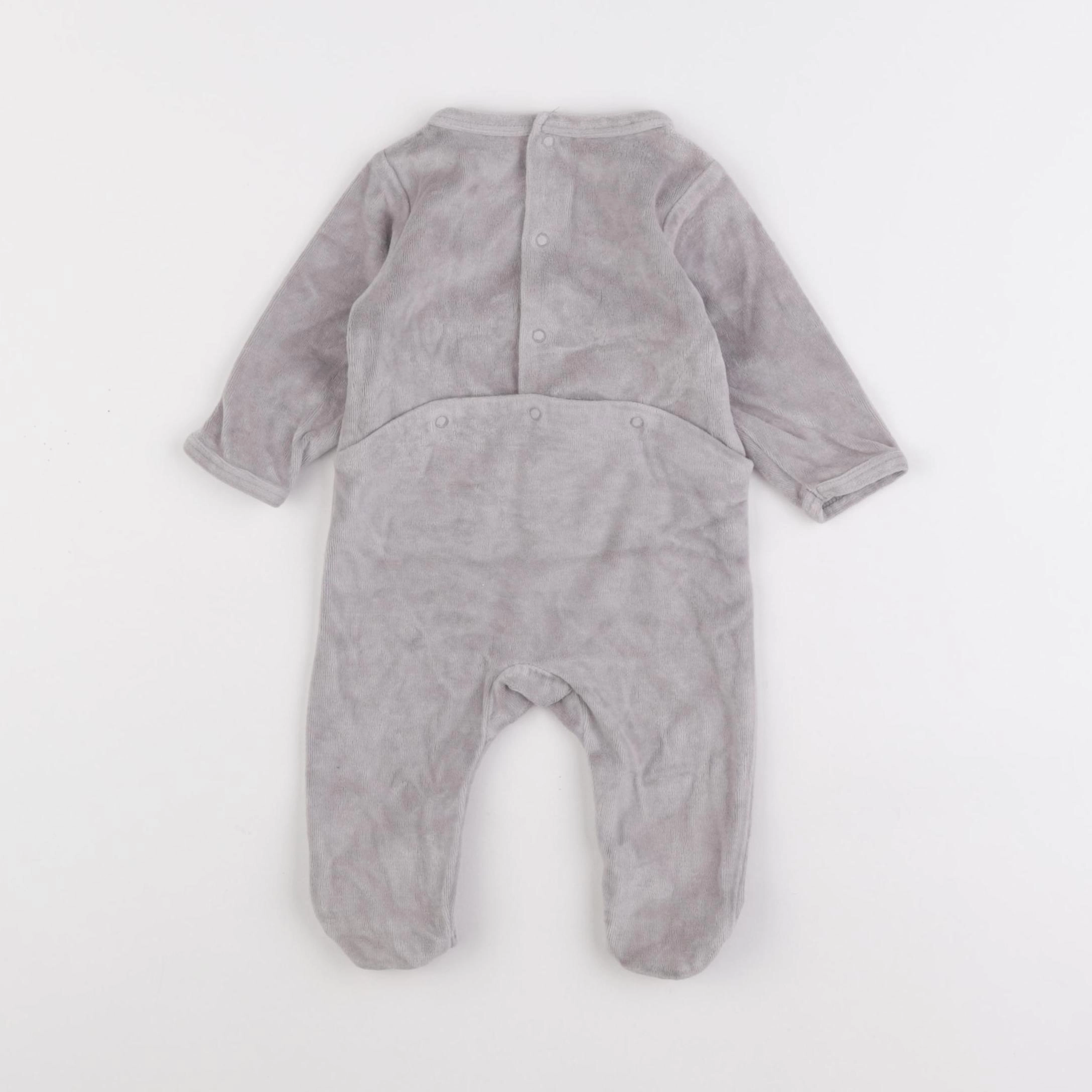 Vertbaudet - pyjama velours gris - 3 mois