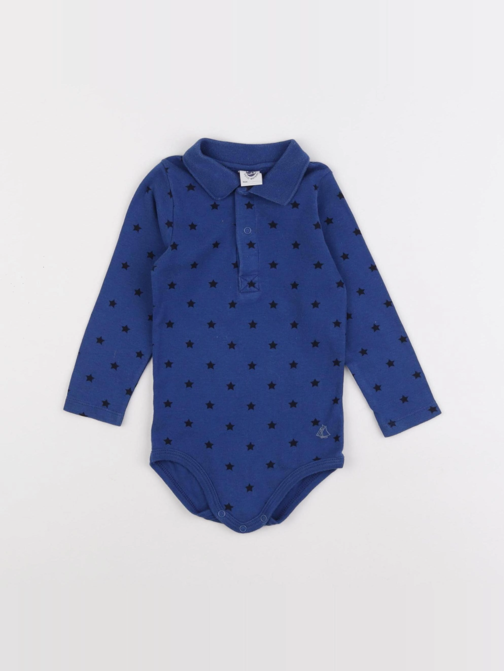 Petit Bateau - body à col bleu - 18 mois
