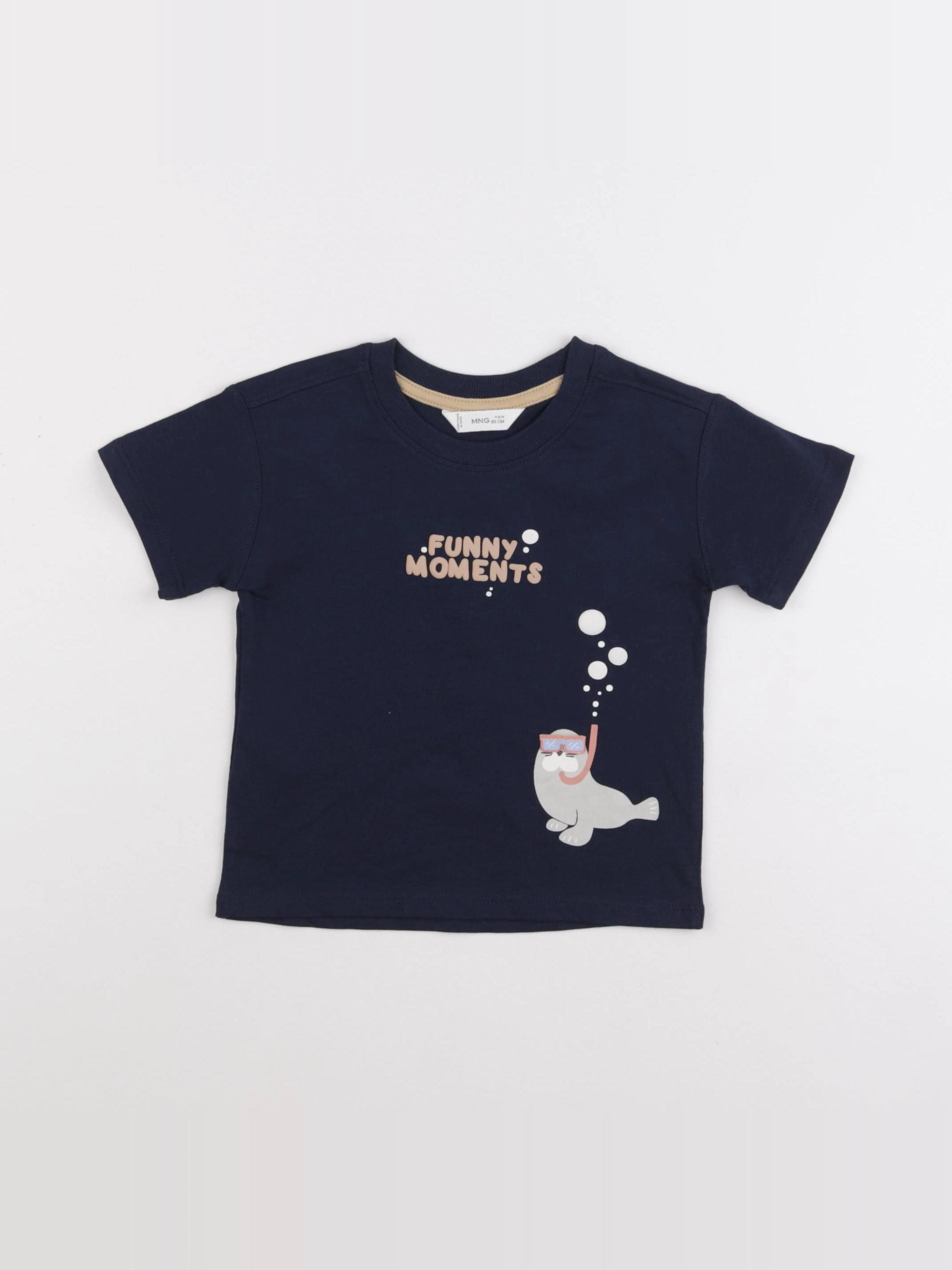 Mango - tee-shirt bleu - 9/12 mois