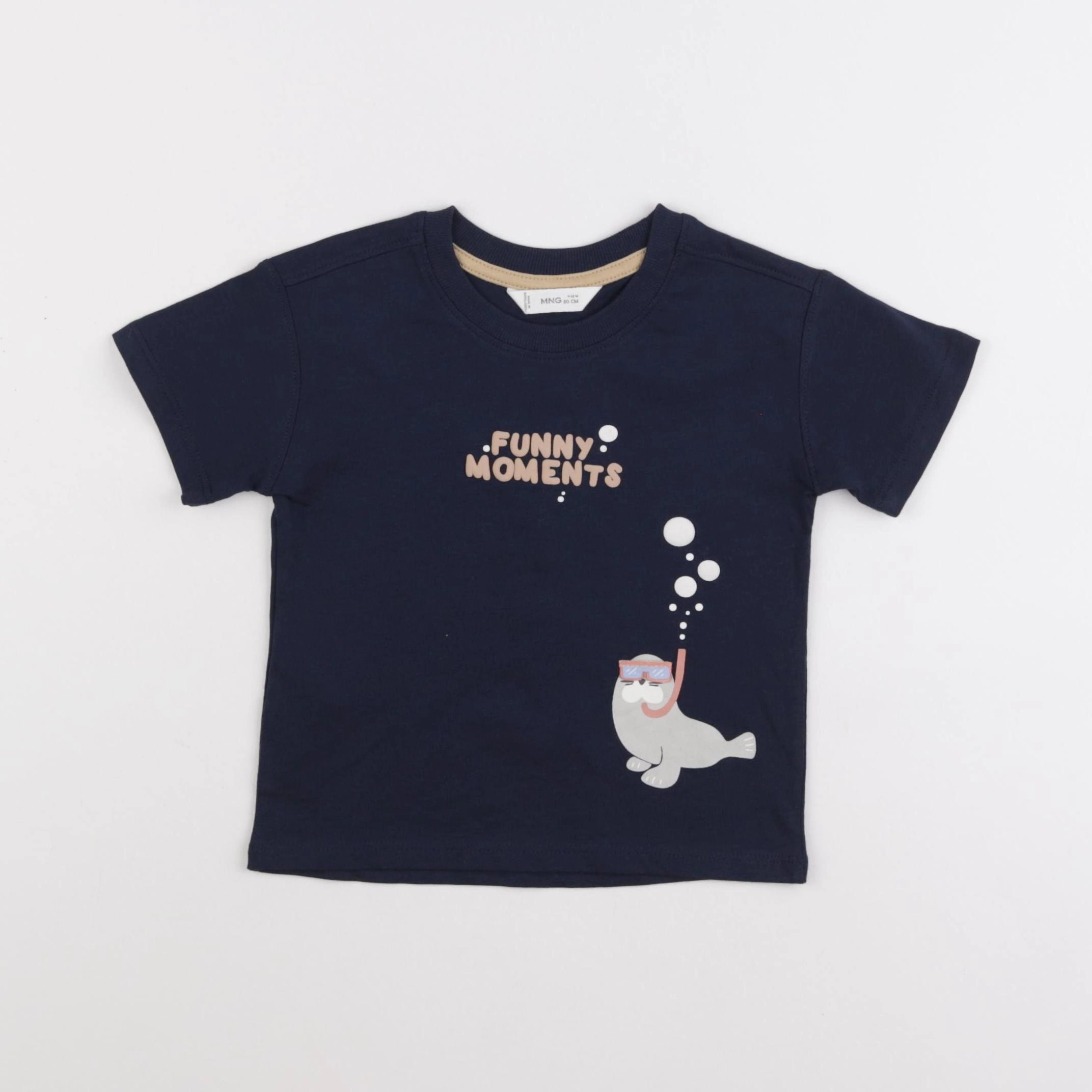 Mango - tee-shirt bleu - 9/12 mois