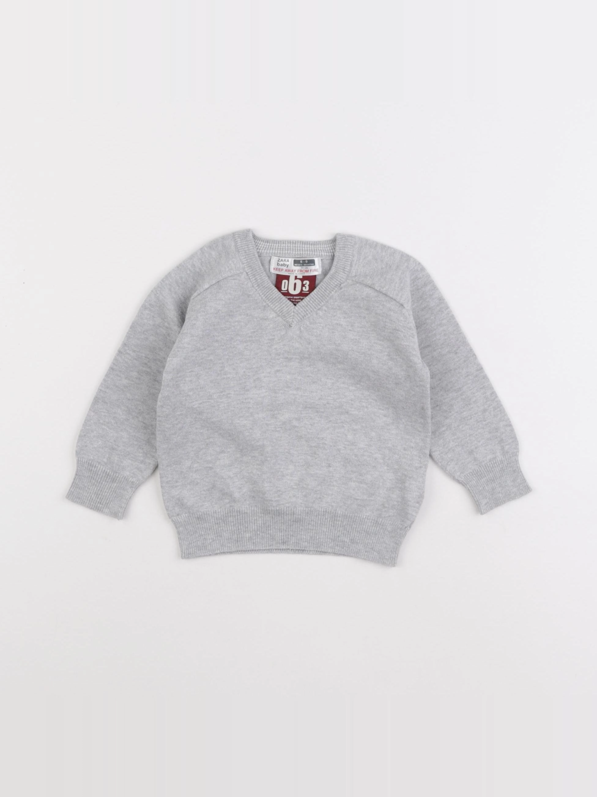 Zara - pull gris - 6/9 mois