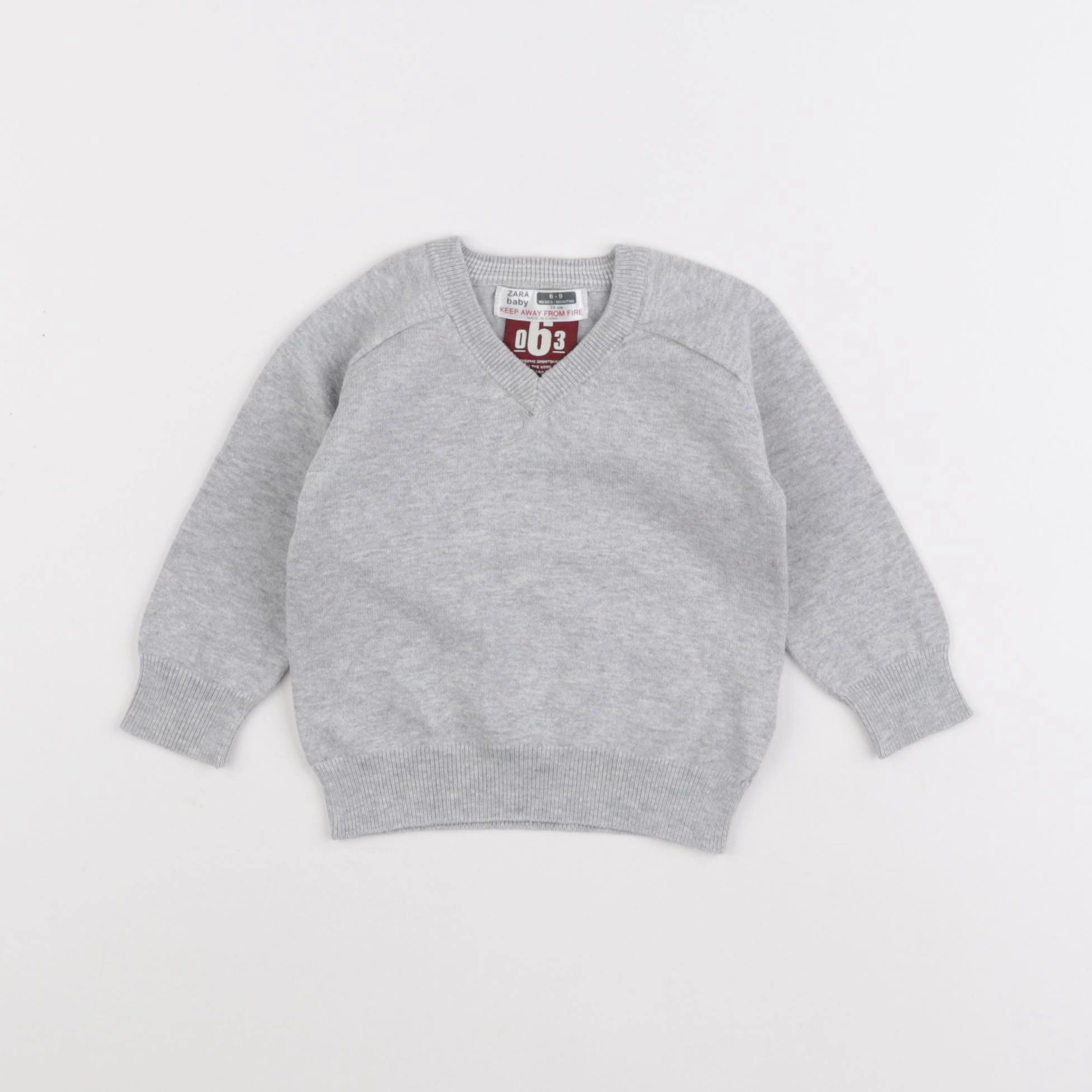 Zara - pull gris - 6/9 mois