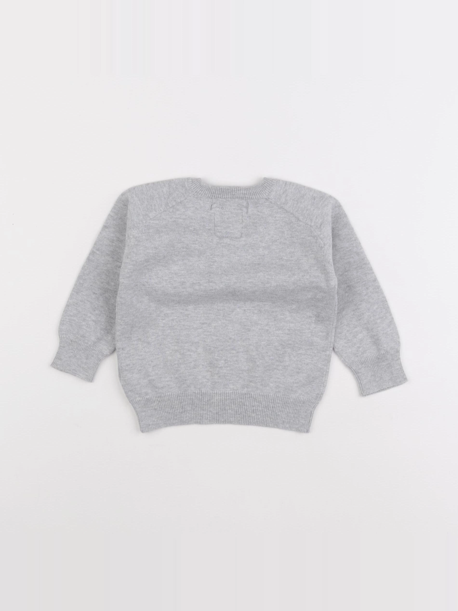 Zara - pull gris - 6/9 mois