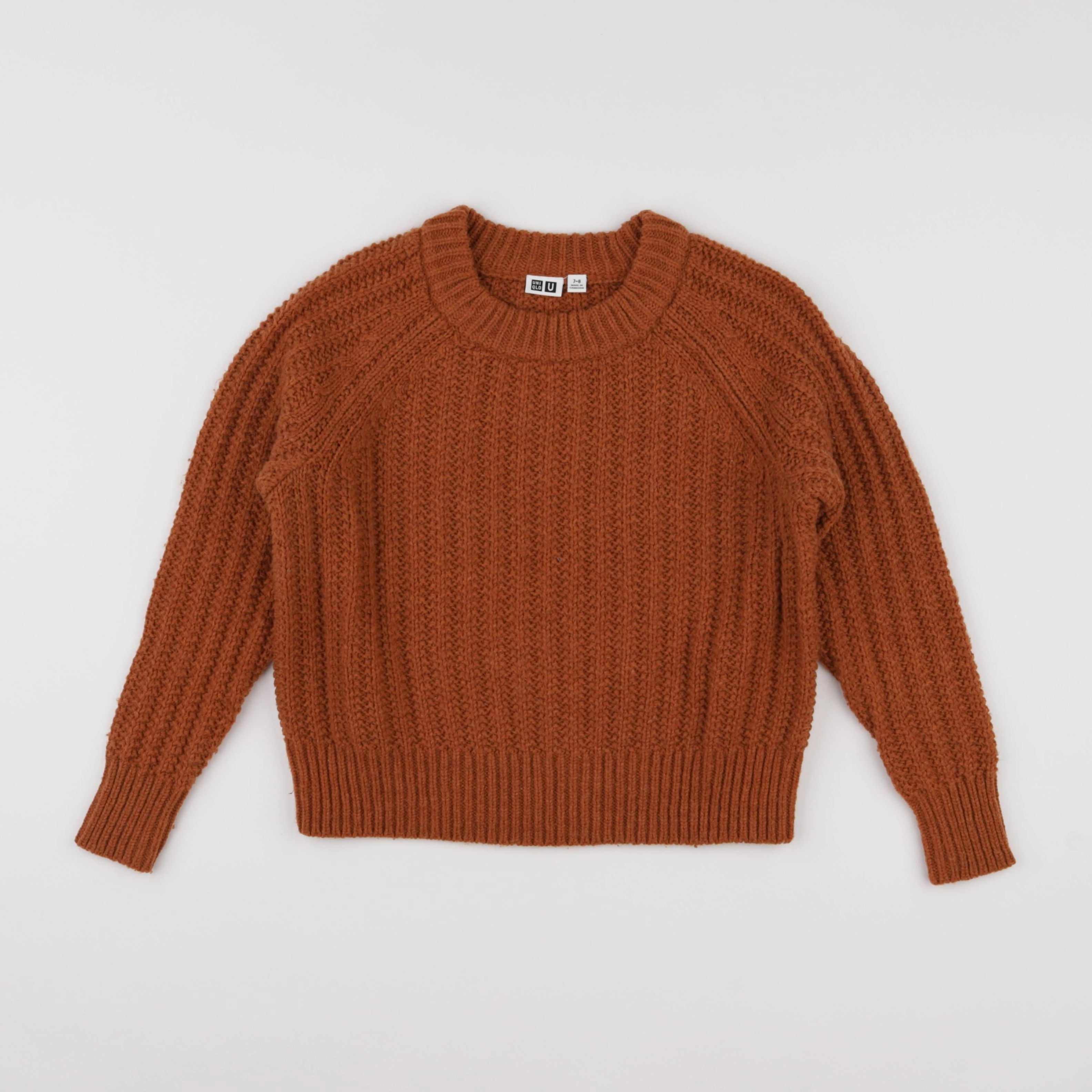 Uniqlo - pull orange - 7/8 ans