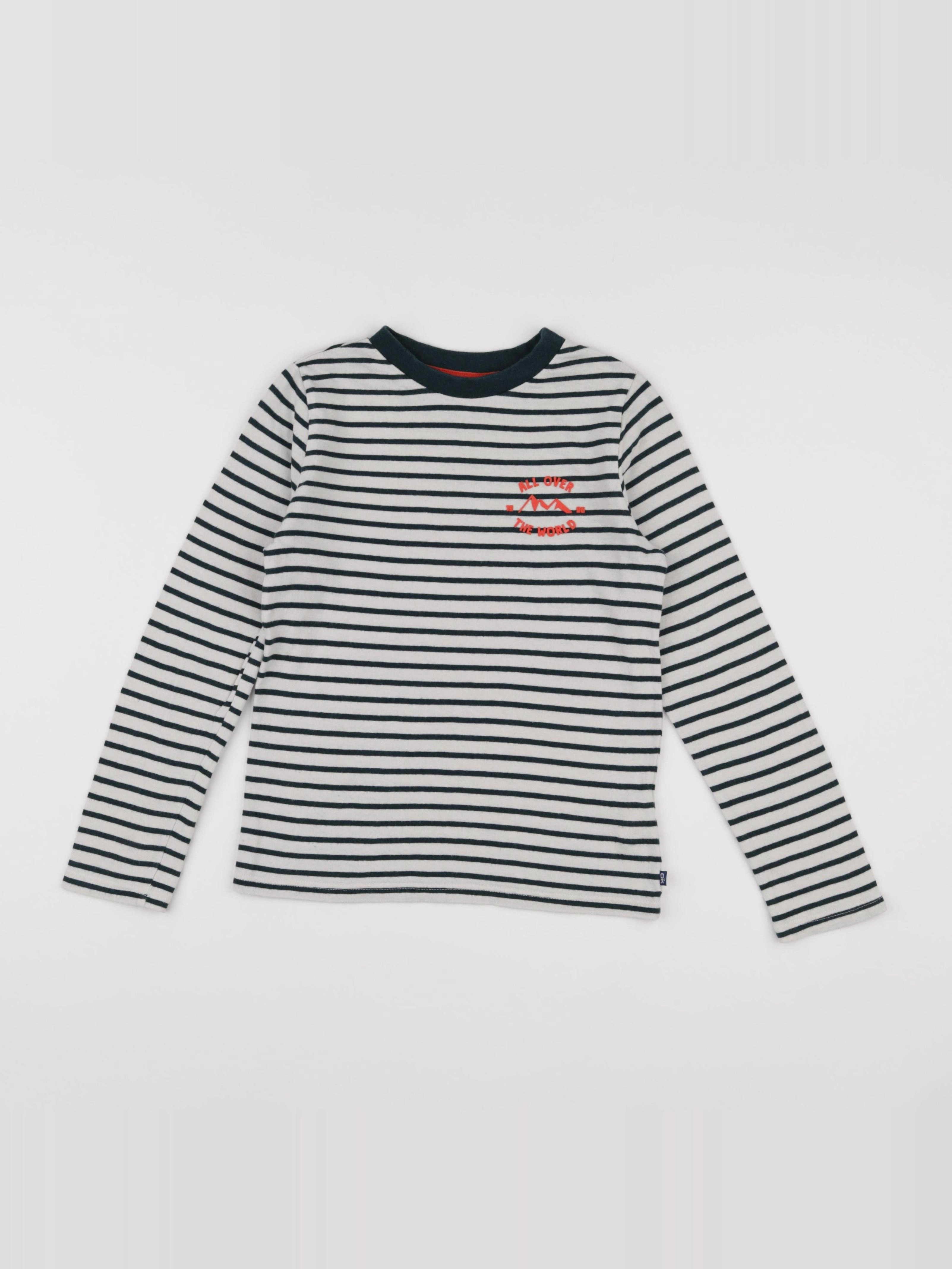 Okaidi - tee-shirt vert, blanc - 8 ans