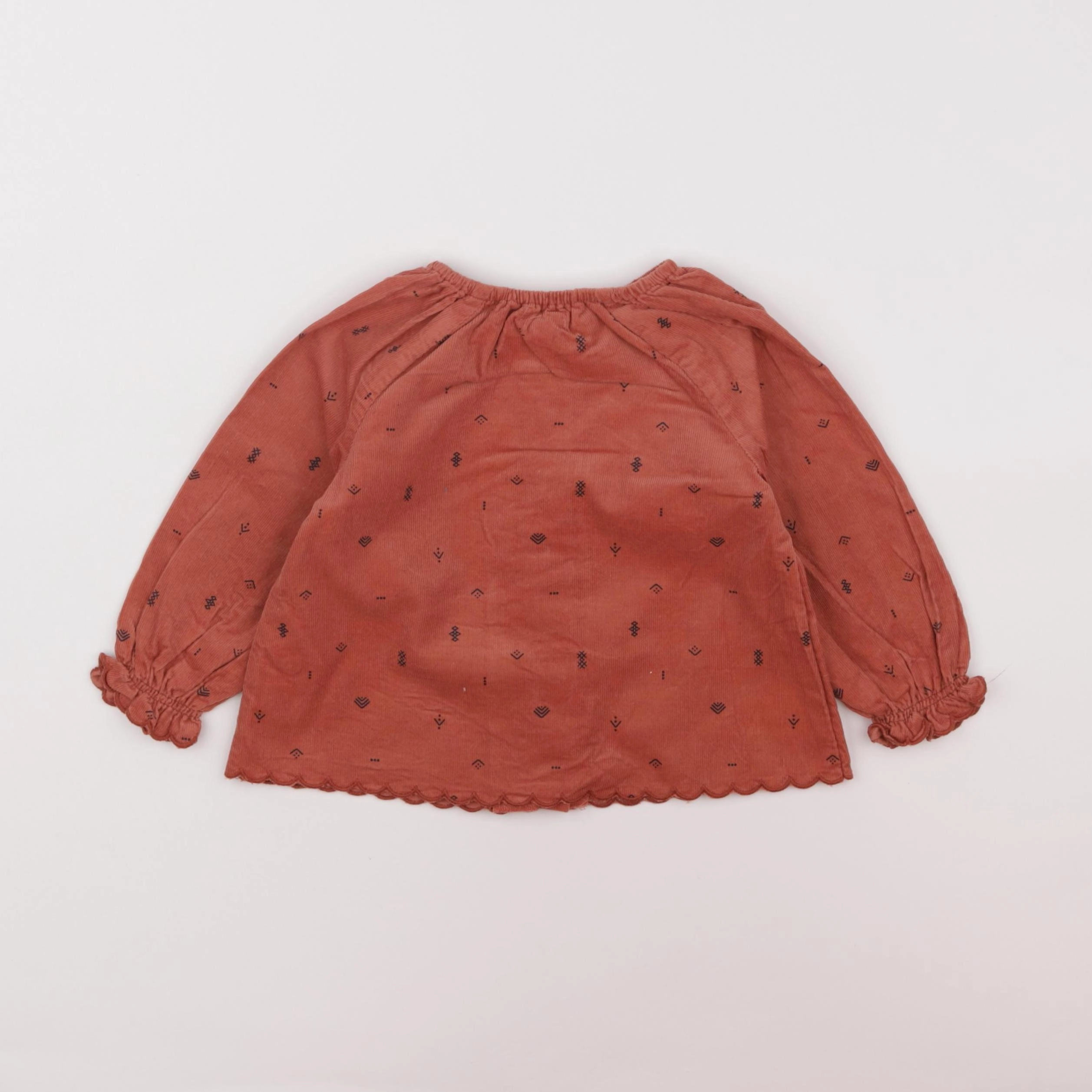 Vertbaudet - blouse velours marron - 18 mois