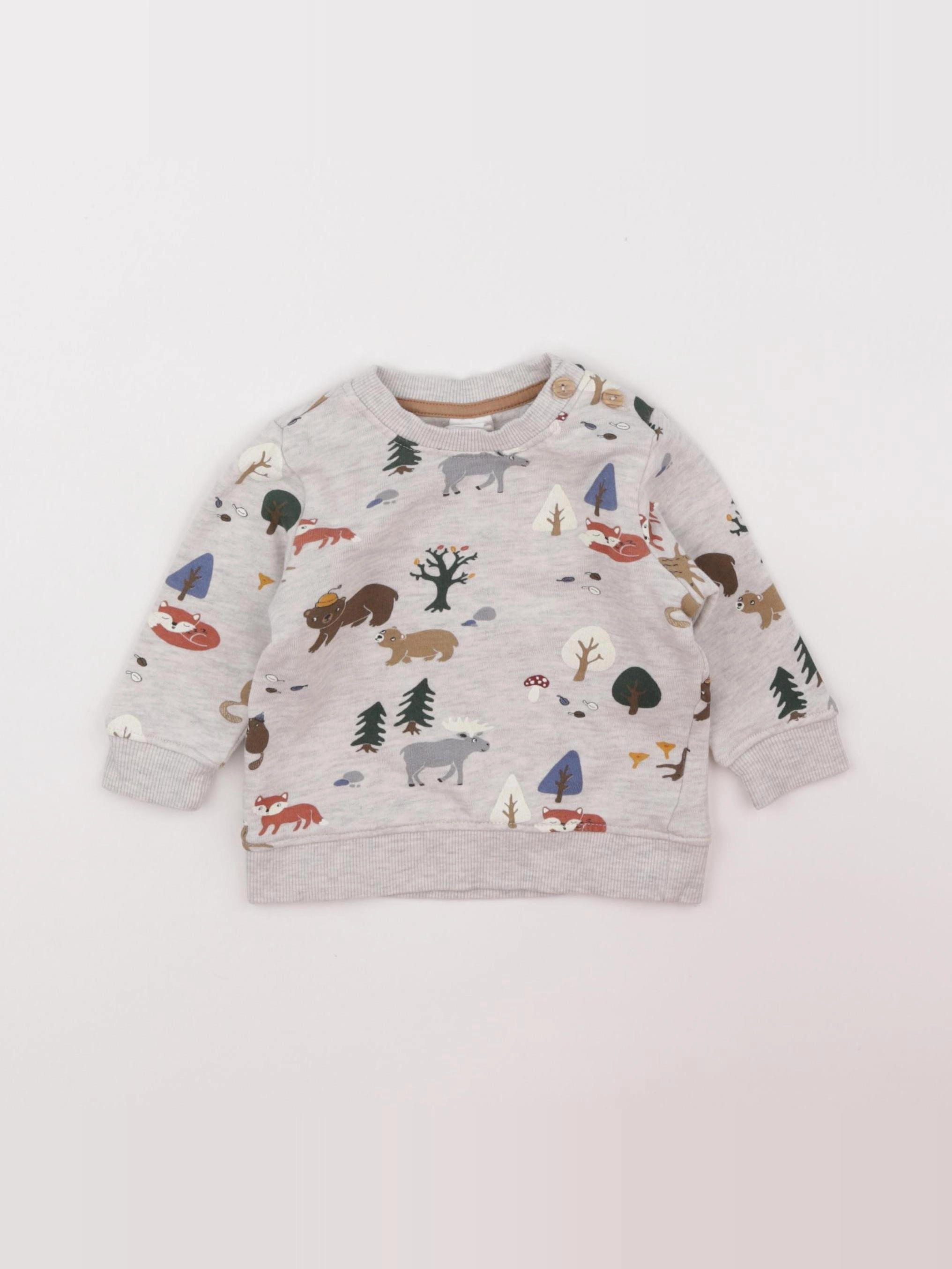 H&M - sweat gris - 6 mois