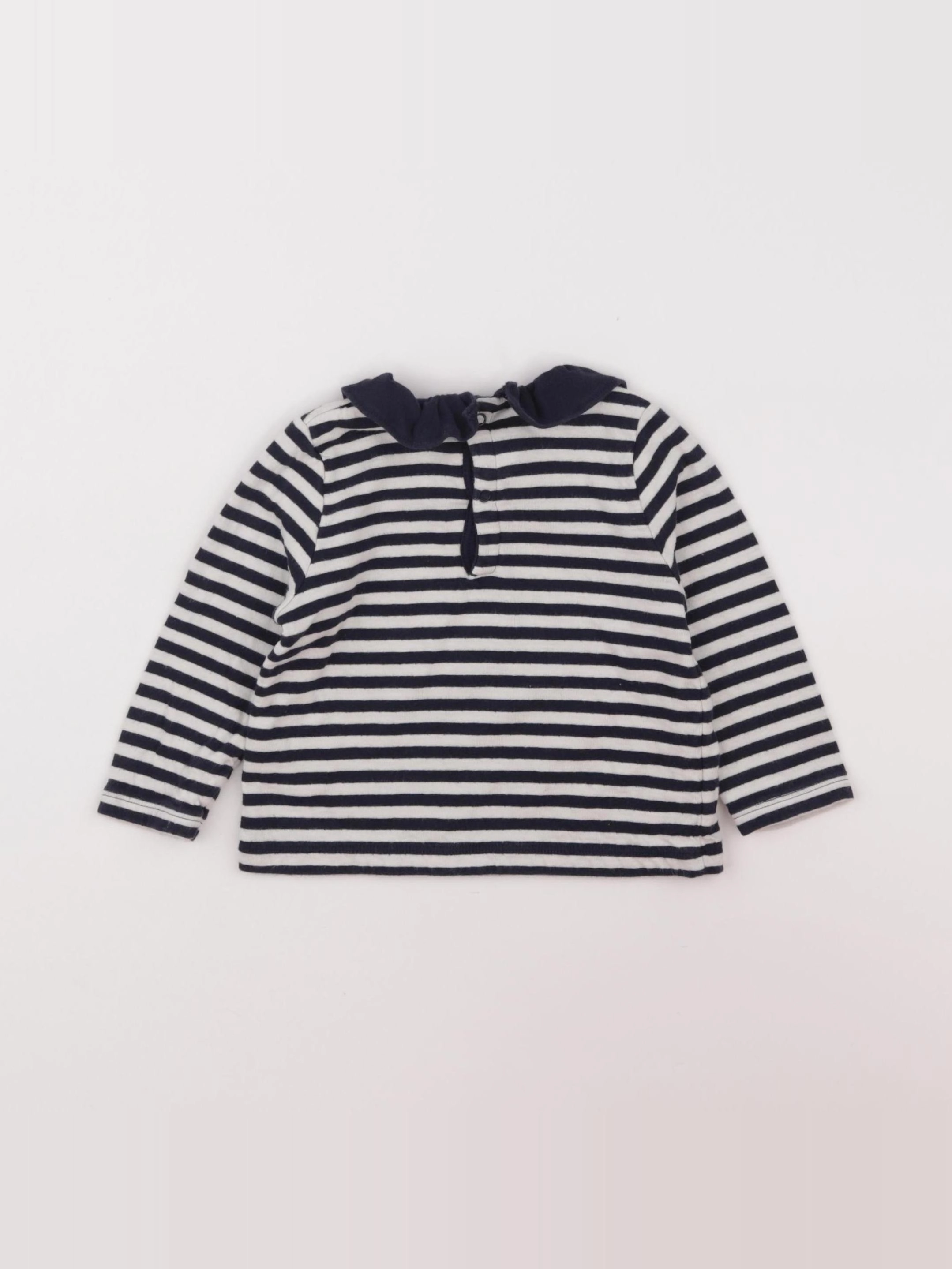 Petit Bateau - tee-shirt bleu - 12 mois