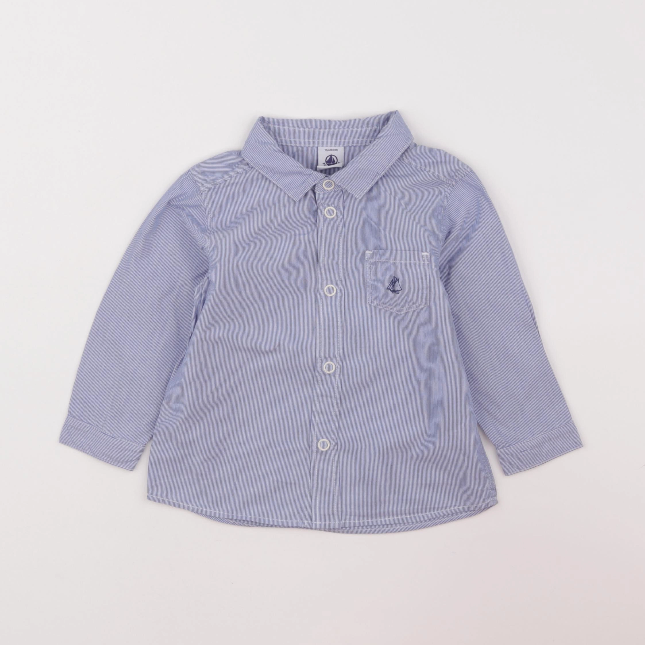 Petit Bateau - chemise bleu - 18 mois