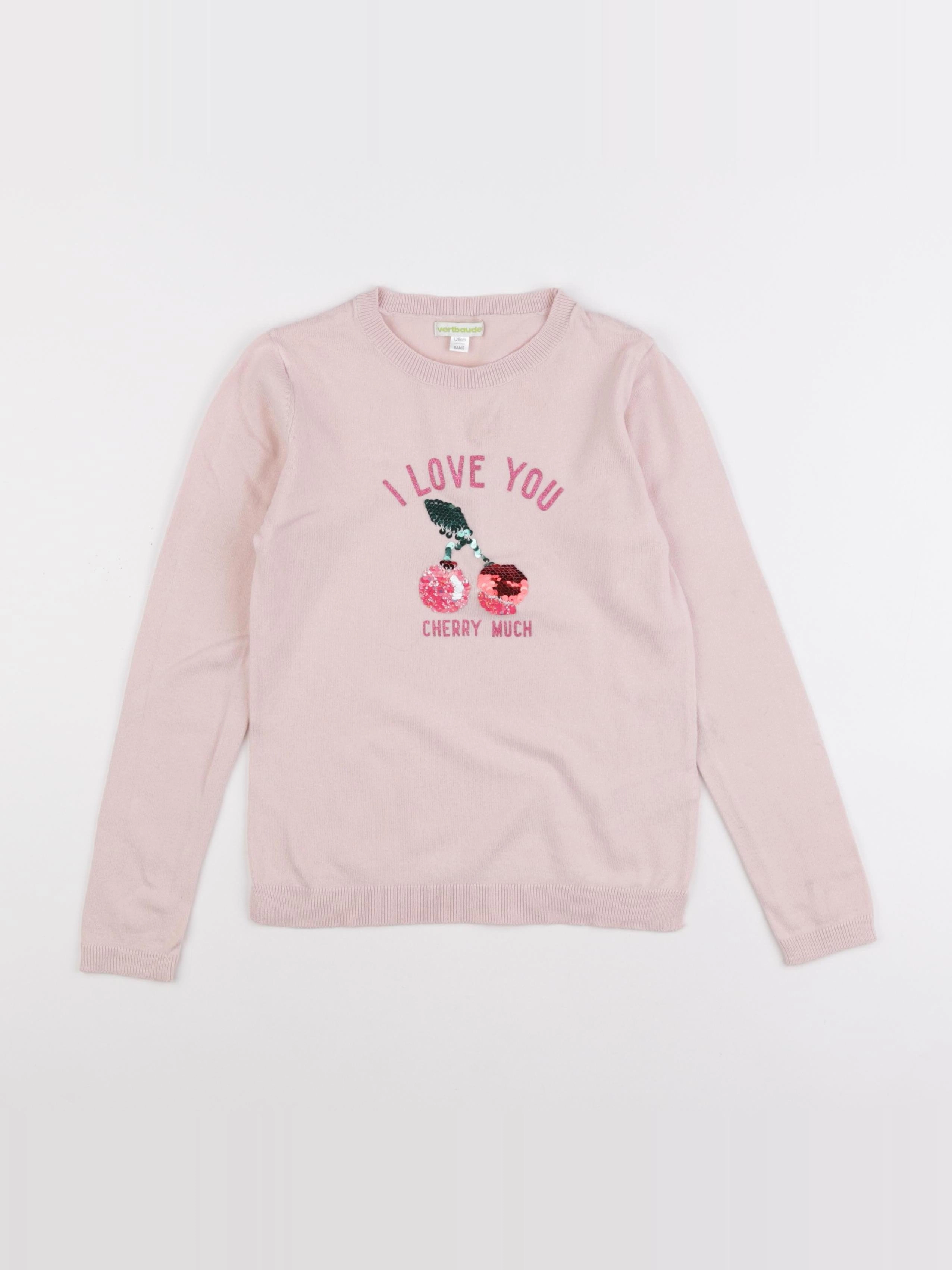 Vertbaudet - pull rose - 8 ans