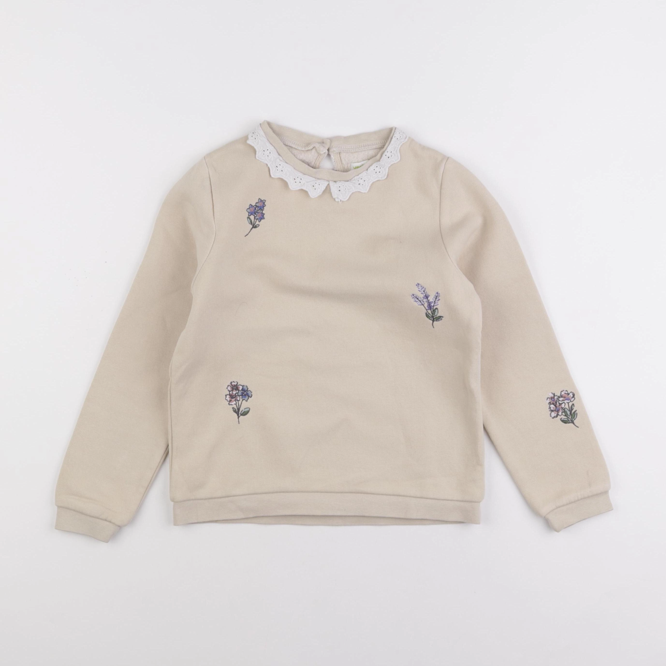 Vertbaudet - sweat beige - 8 ans