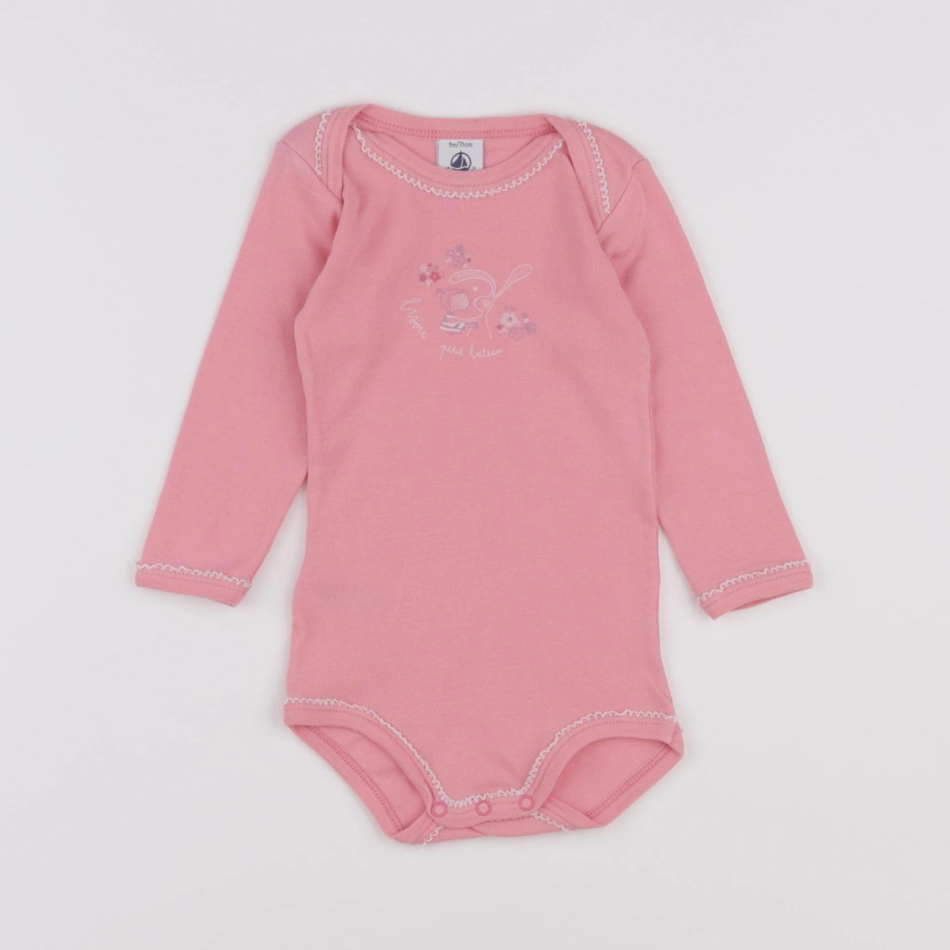 Petit Bateau - body rose - 12 mois
