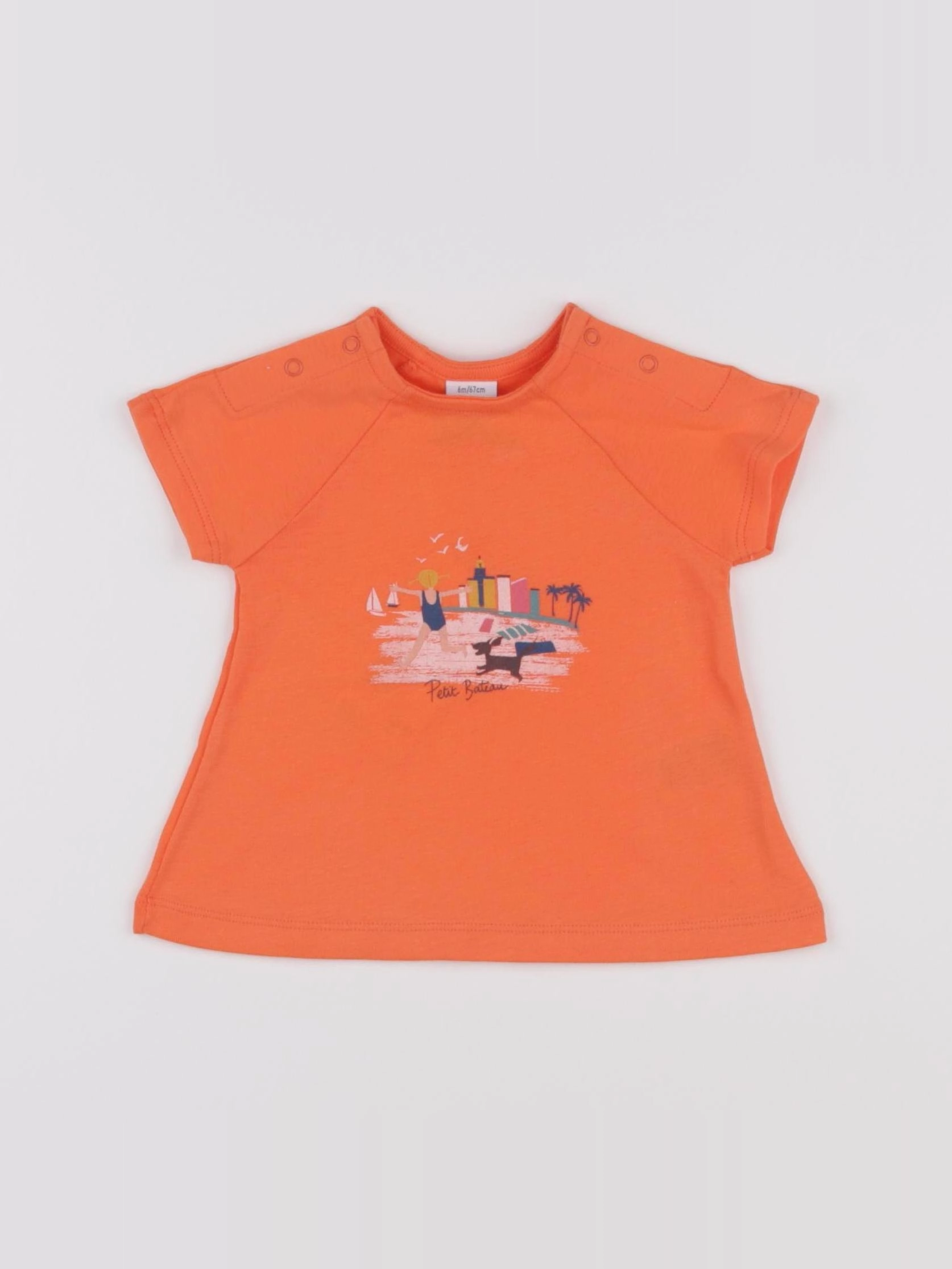 Petit Bateau - tee-shirt orange - 6 mois