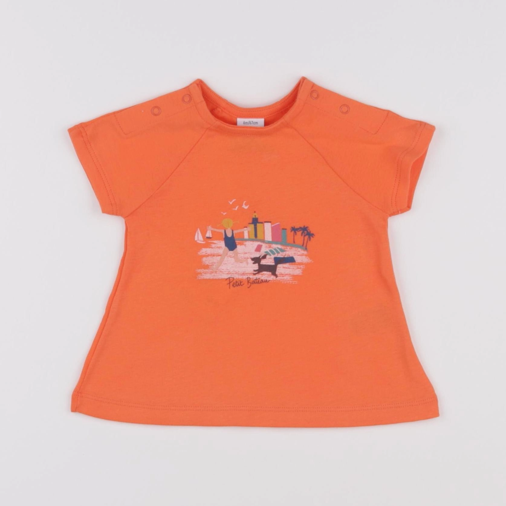 Petit Bateau - tee-shirt orange - 6 mois