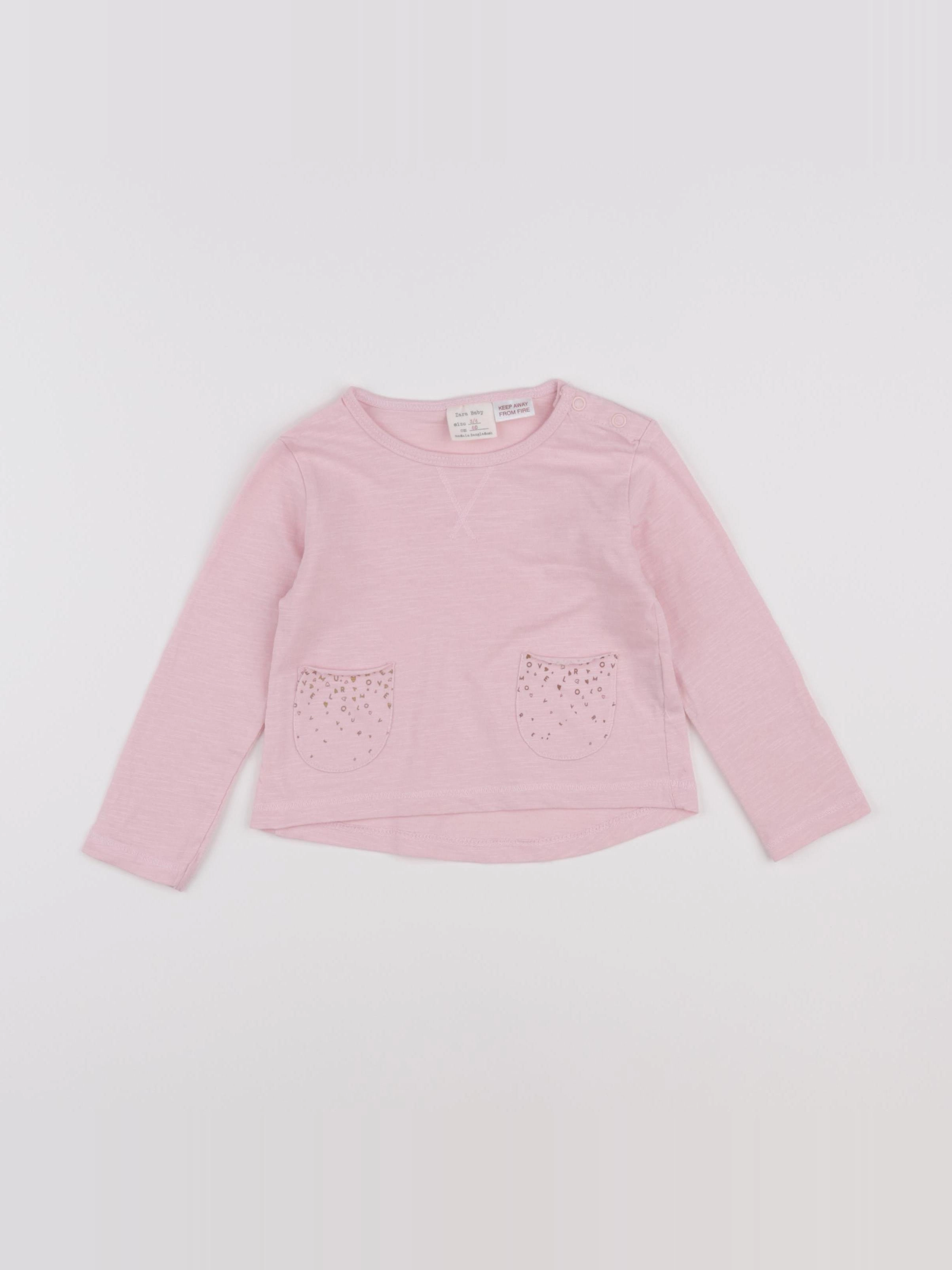 Zara - tee-shirt rose - 3/6 mois