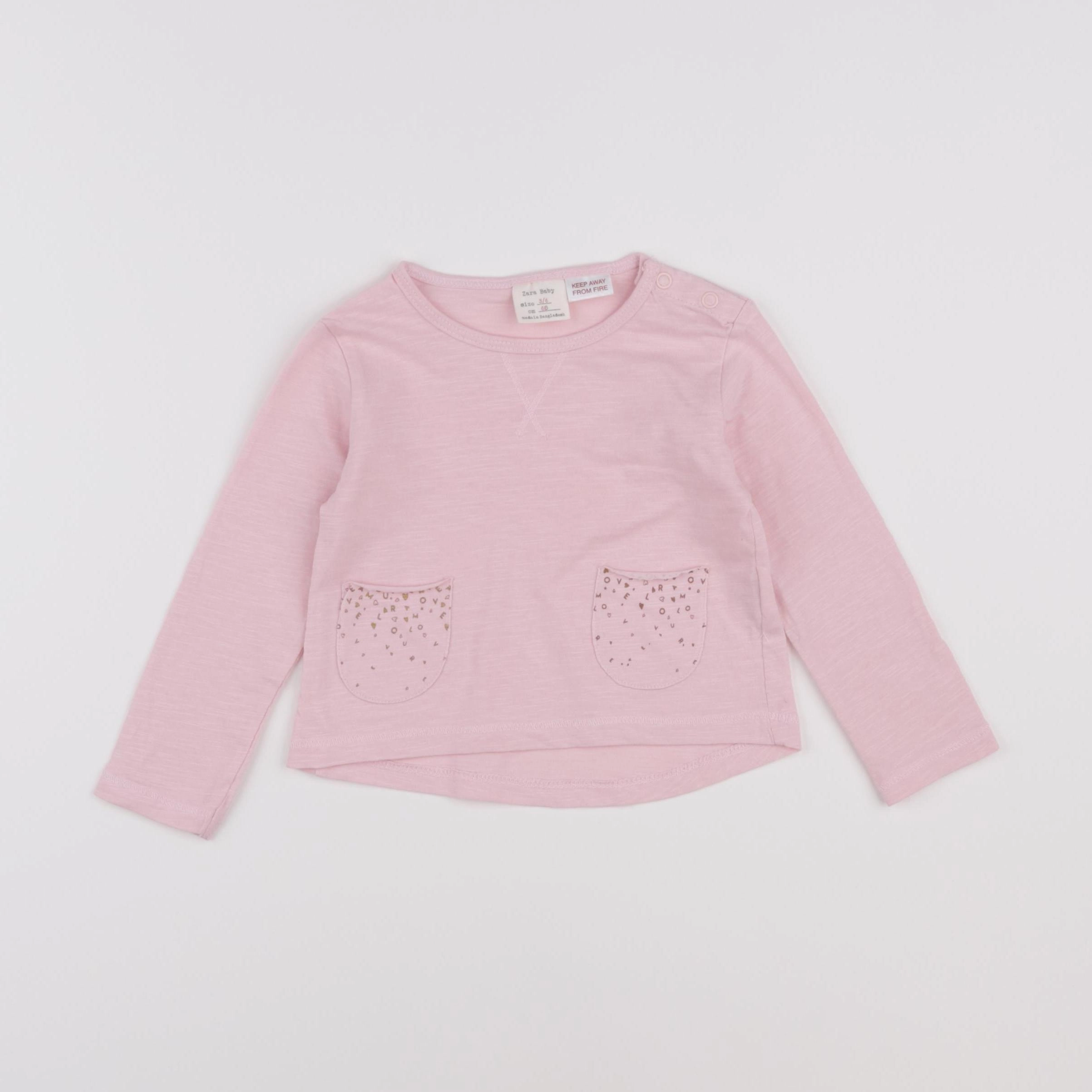 Zara - tee-shirt rose - 3/6 mois
