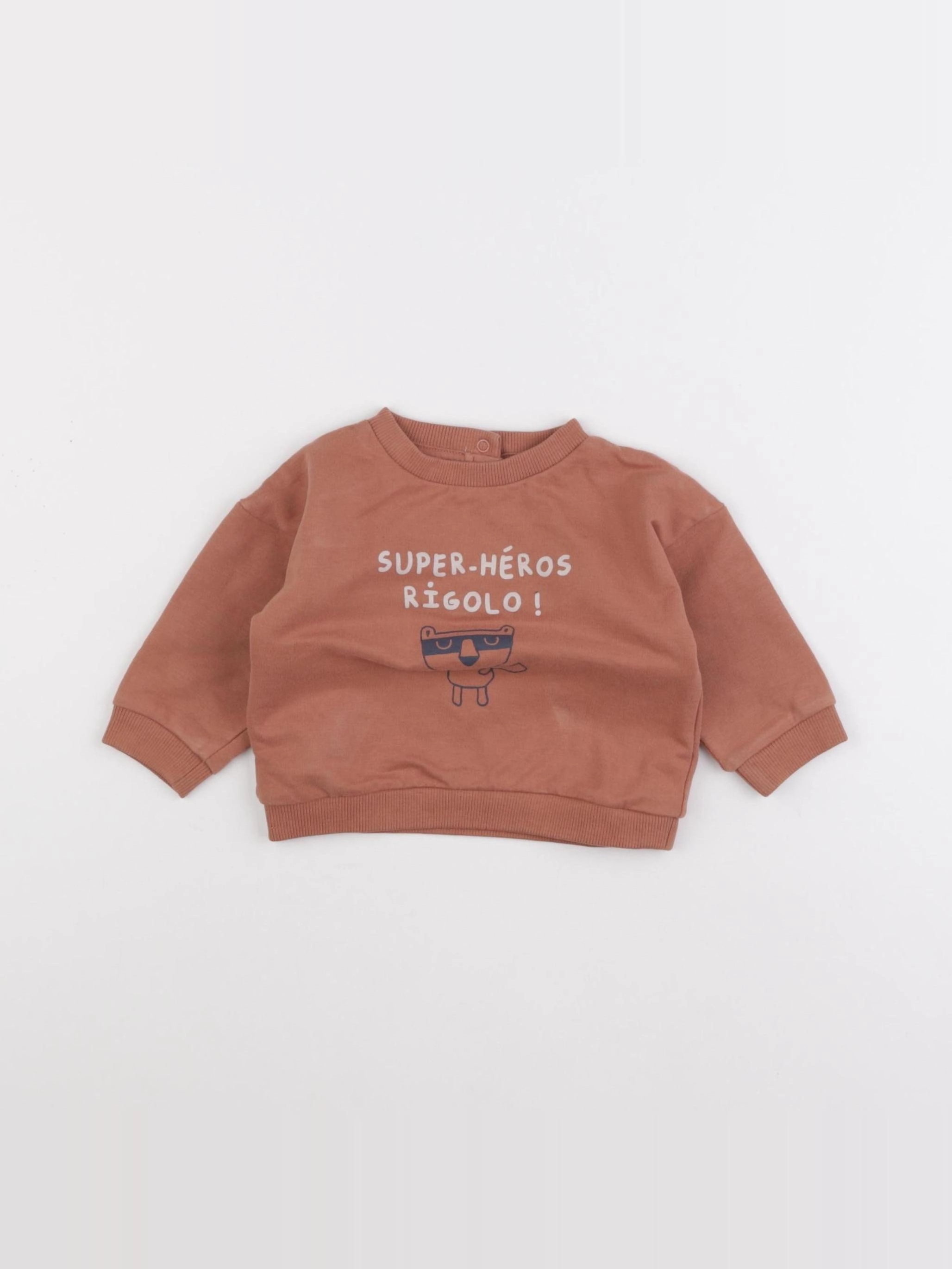 Vertbaudet - sweat marron - 6 mois