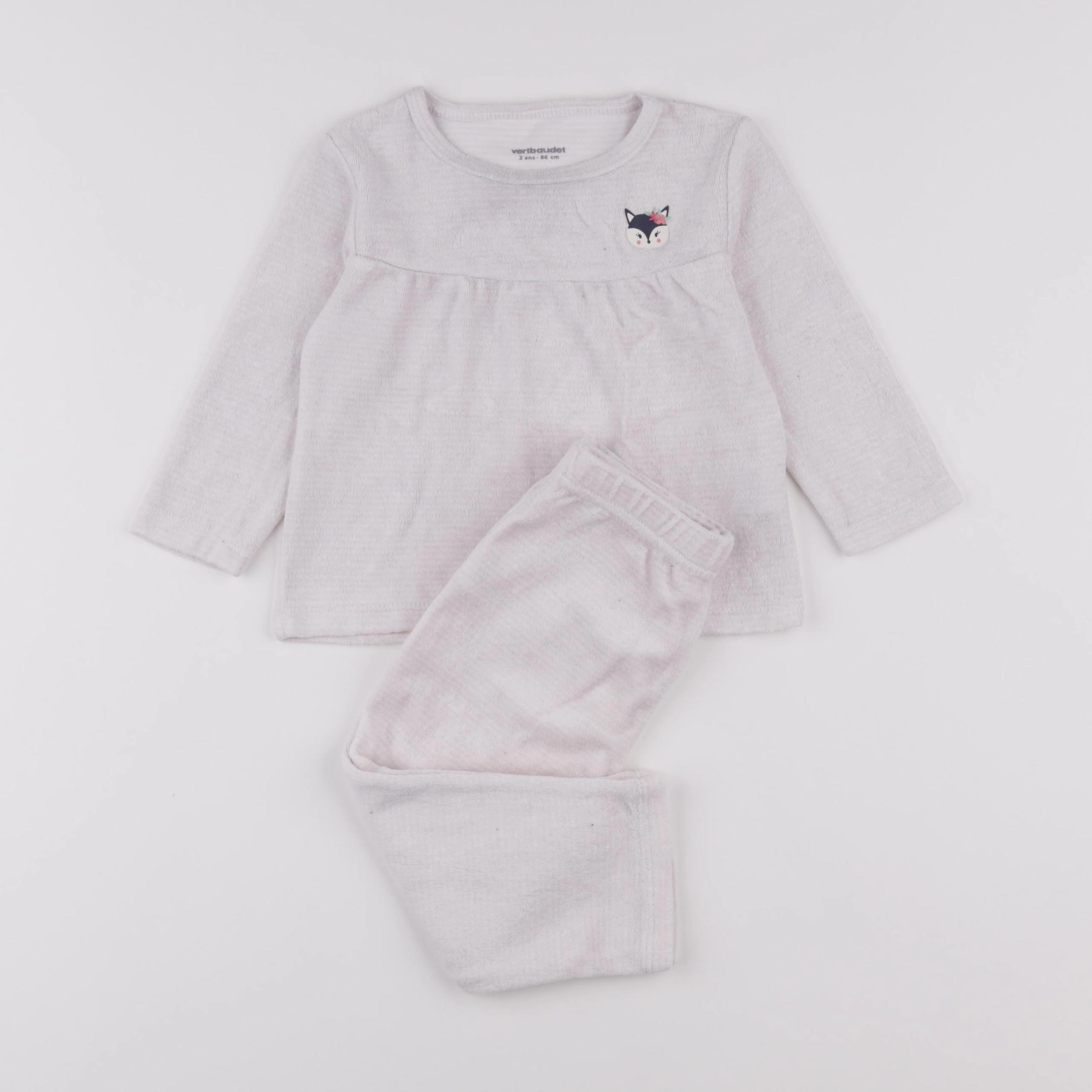 Vertbaudet - pyjama velours rose - 2 ans