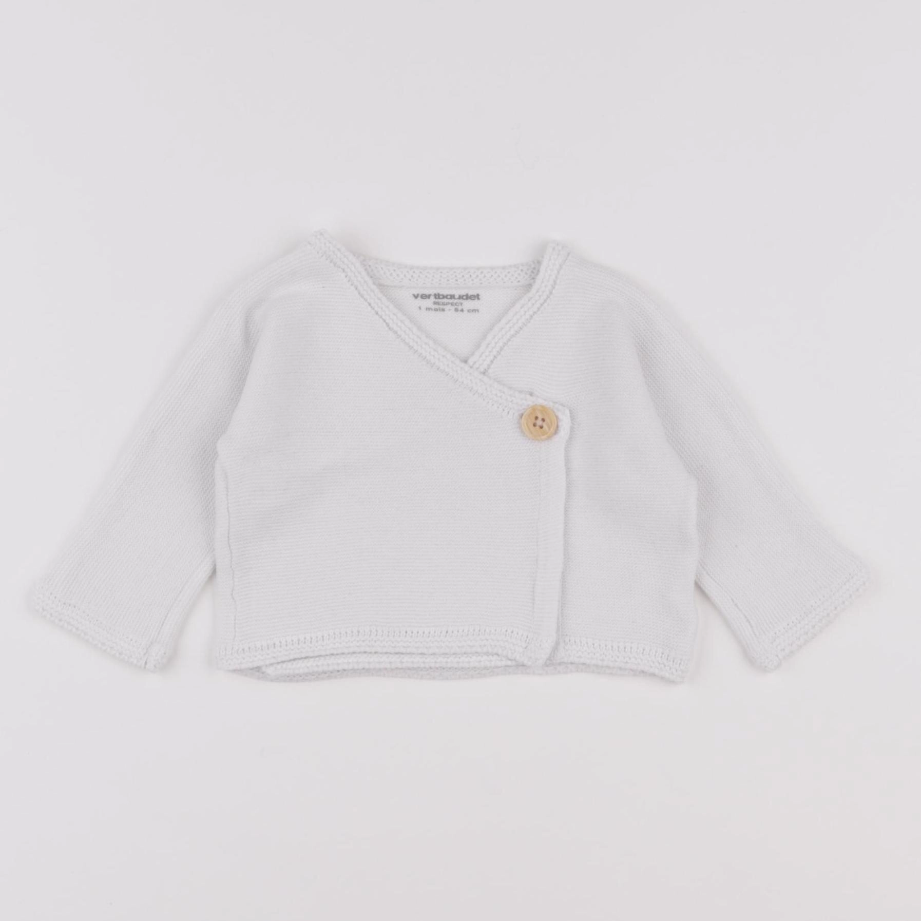 Vertbaudet - gilet blanc - 1 mois