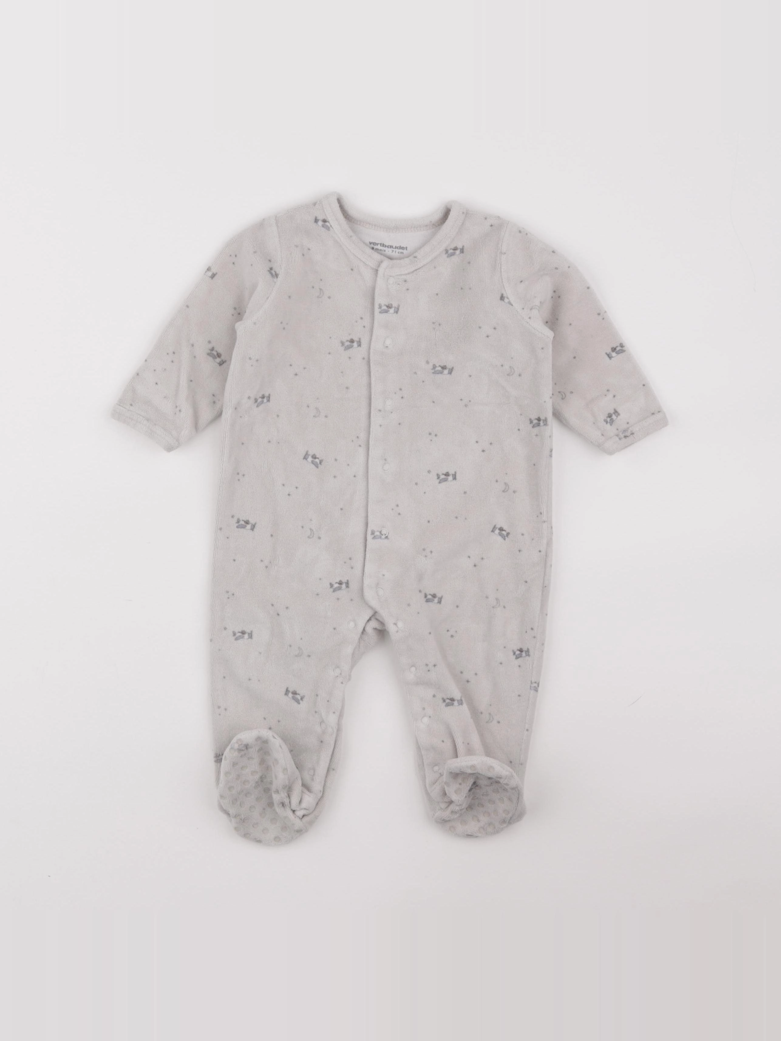 Vertbaudet - pyjama velours beige - 9 mois