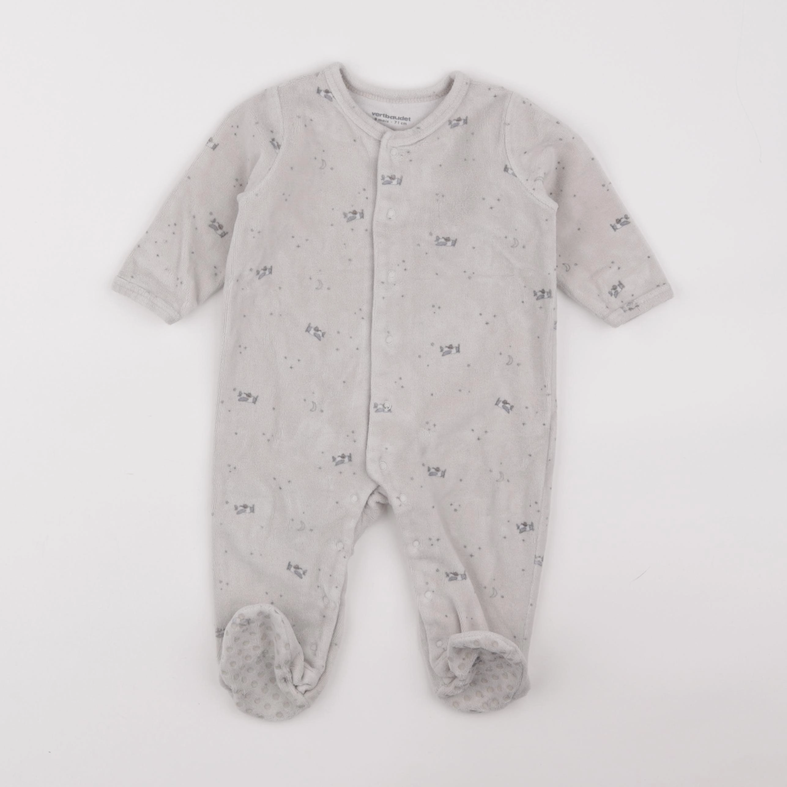 Vertbaudet - pyjama velours beige - 9 mois