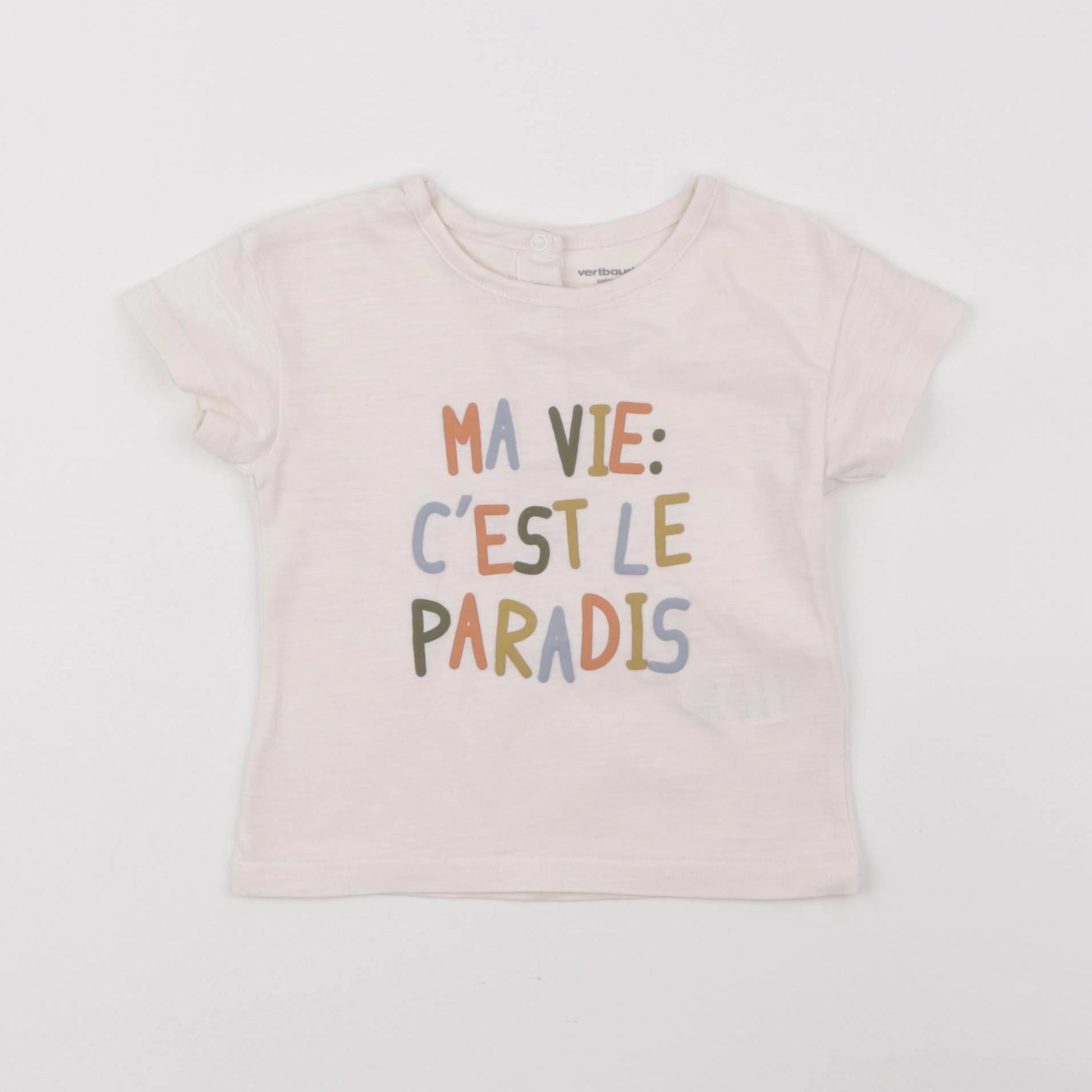 Vertbaudet - tee-shirt beige - 12 mois
