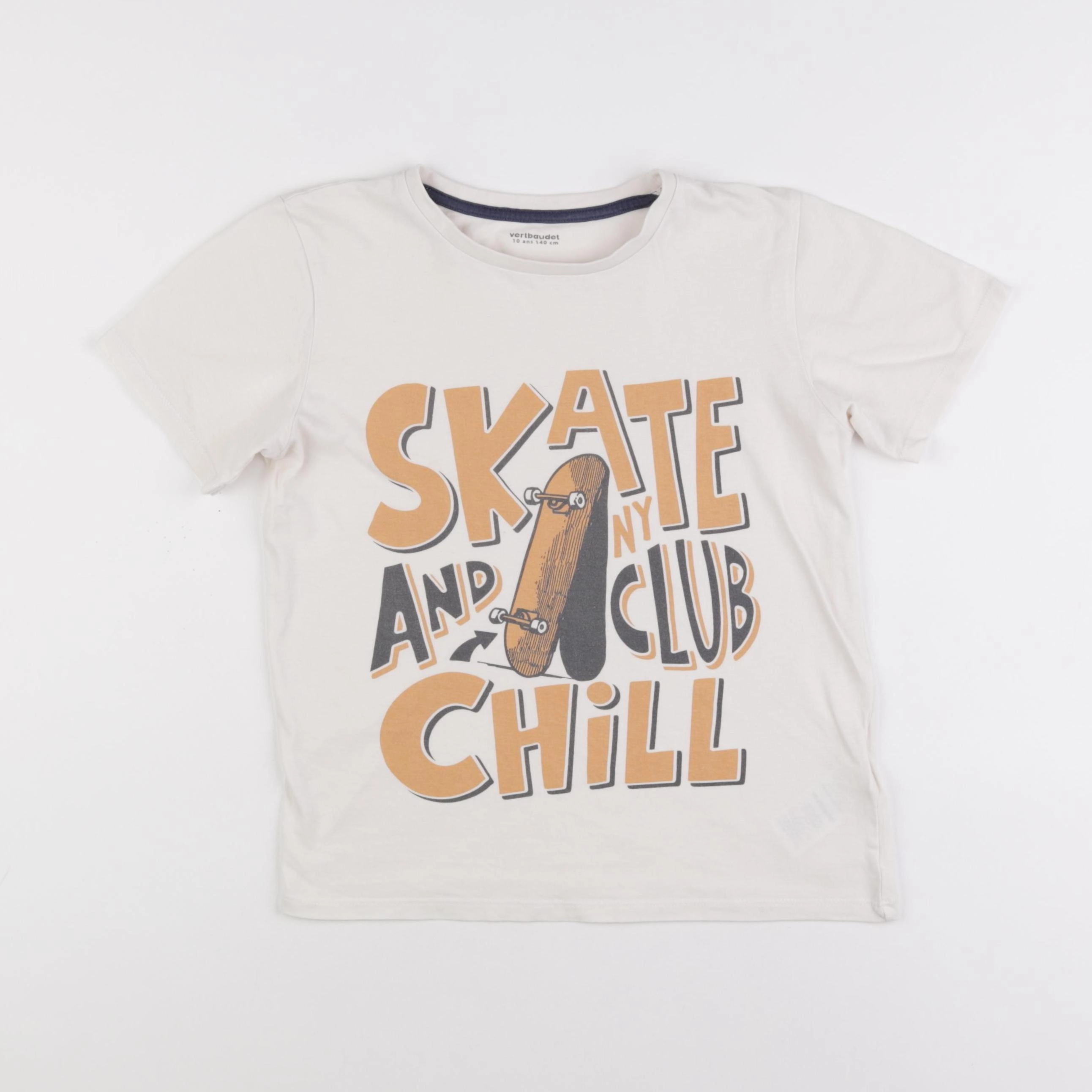Vertbaudet - tee-shirt beige - 10 ans