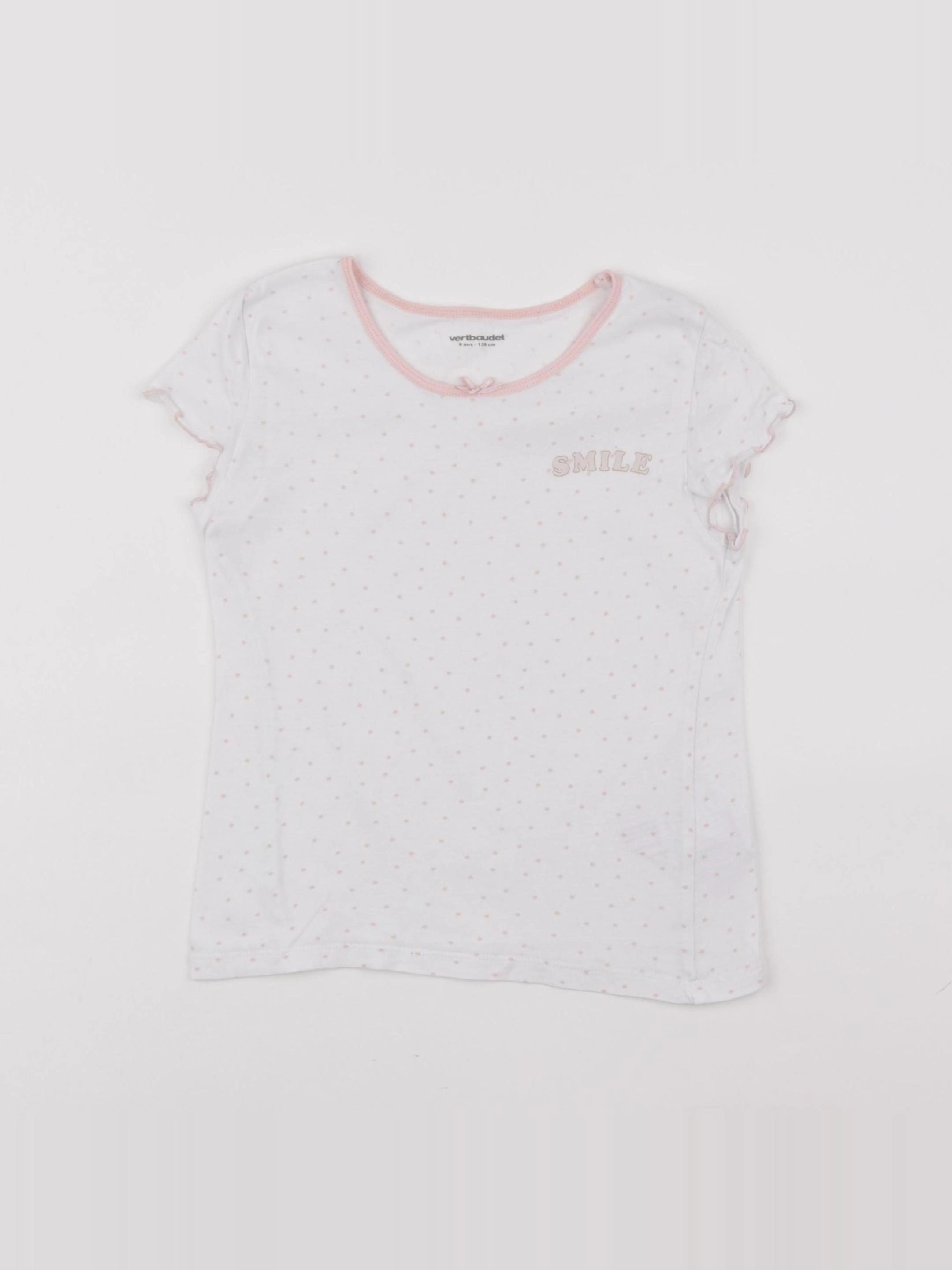 Vertbaudet - maillot de corps blanc, rose - 8 ans