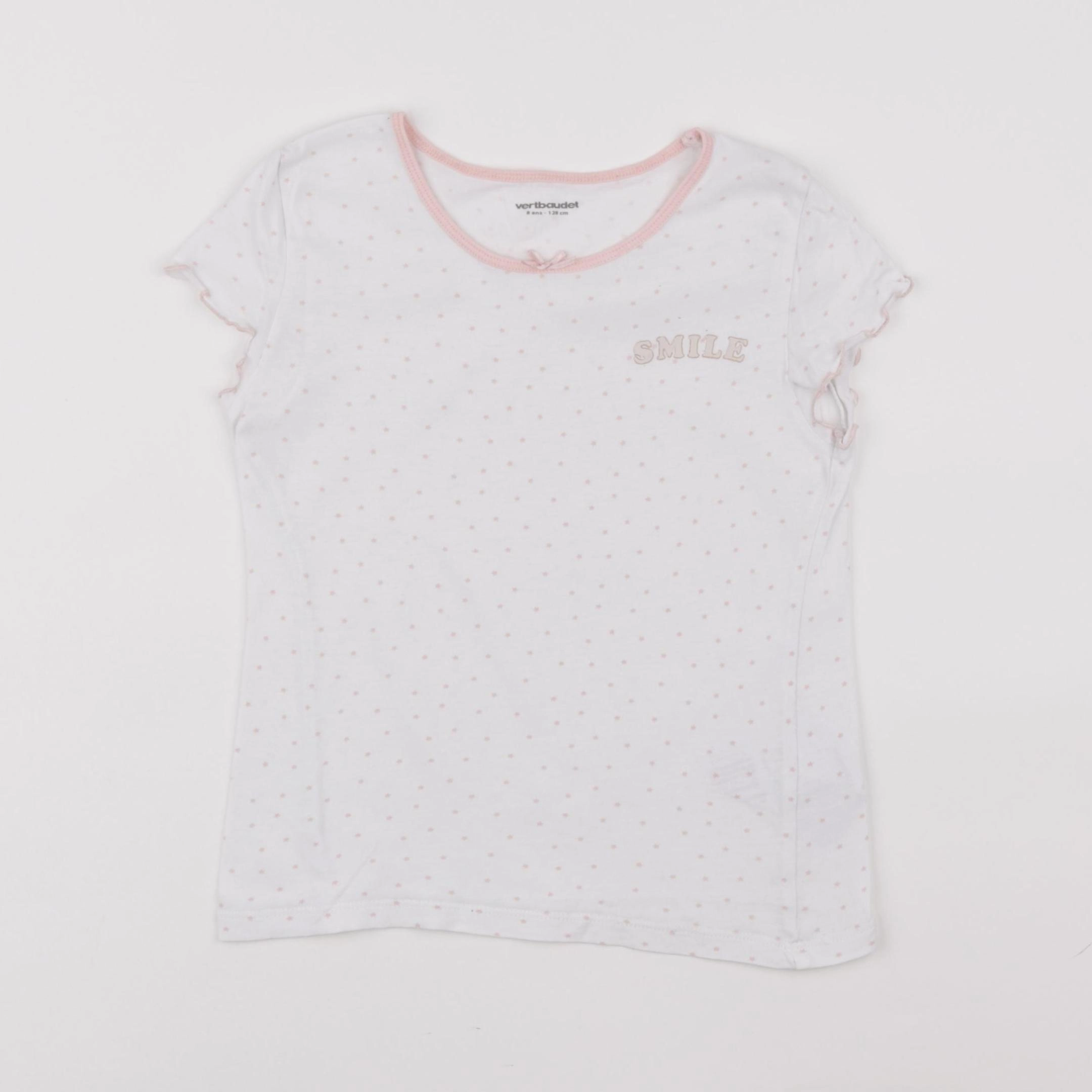 Vertbaudet - maillot de corps blanc, rose - 8 ans
