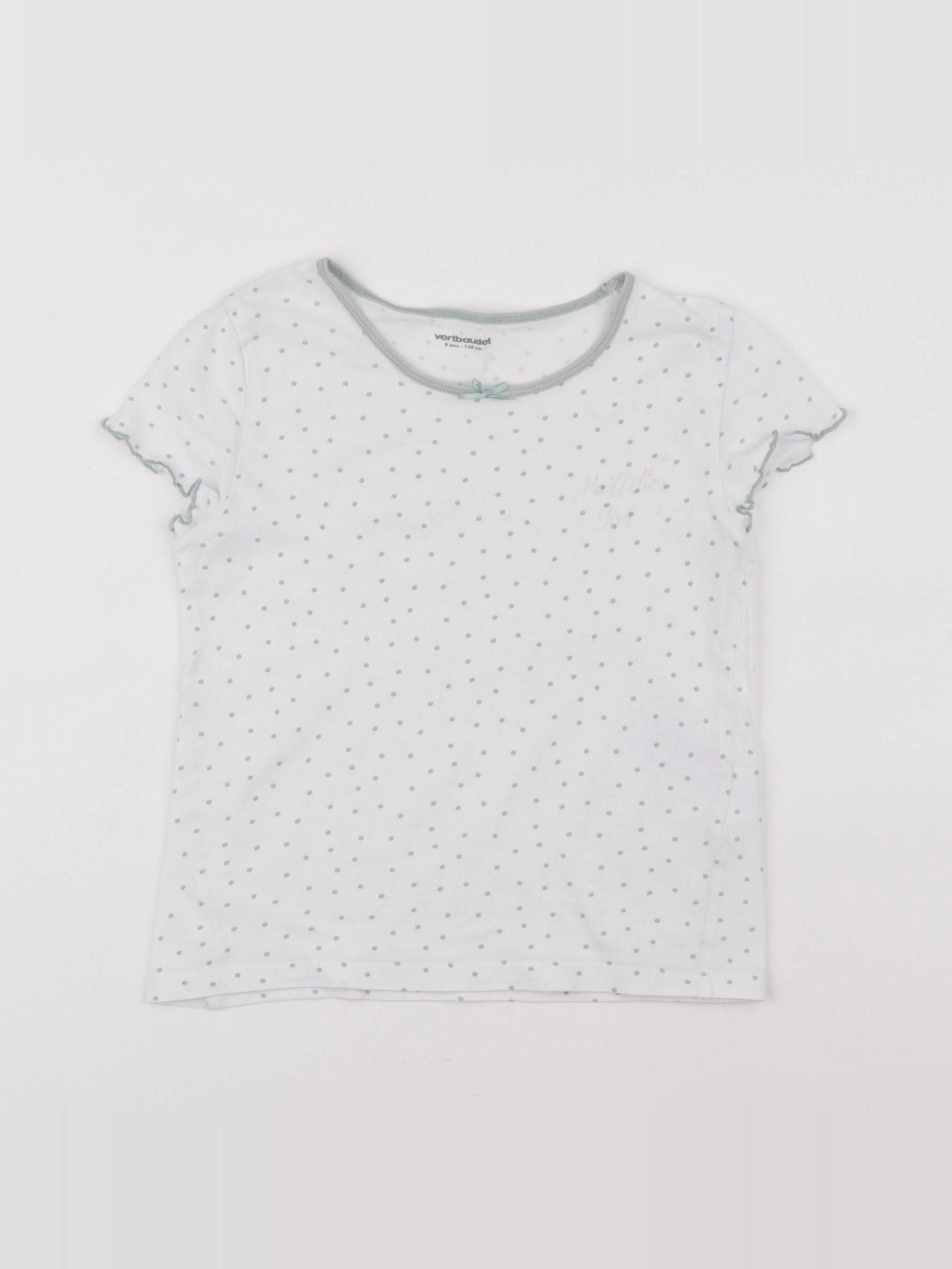 Vertbaudet - maillot de corps blanc, vert - 8 ans