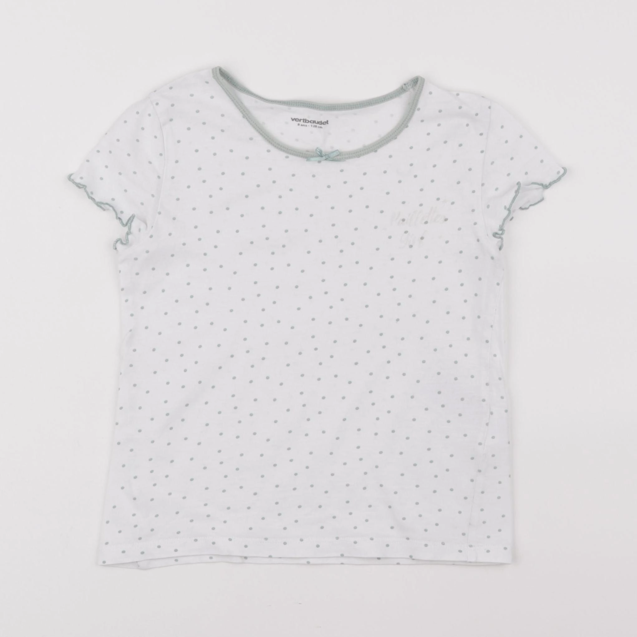 Vertbaudet - maillot de corps blanc, vert - 8 ans