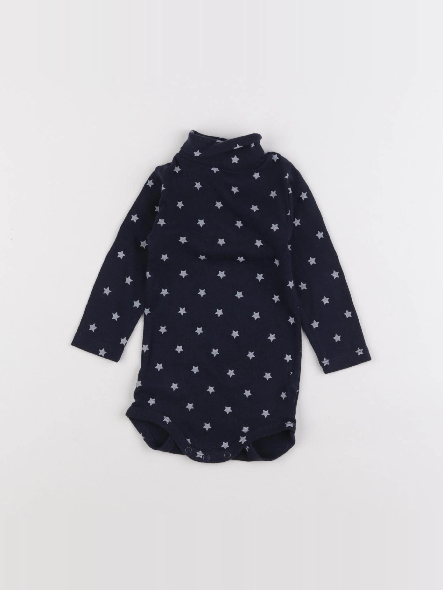 Petit Bateau - body à col bleu - 6 mois