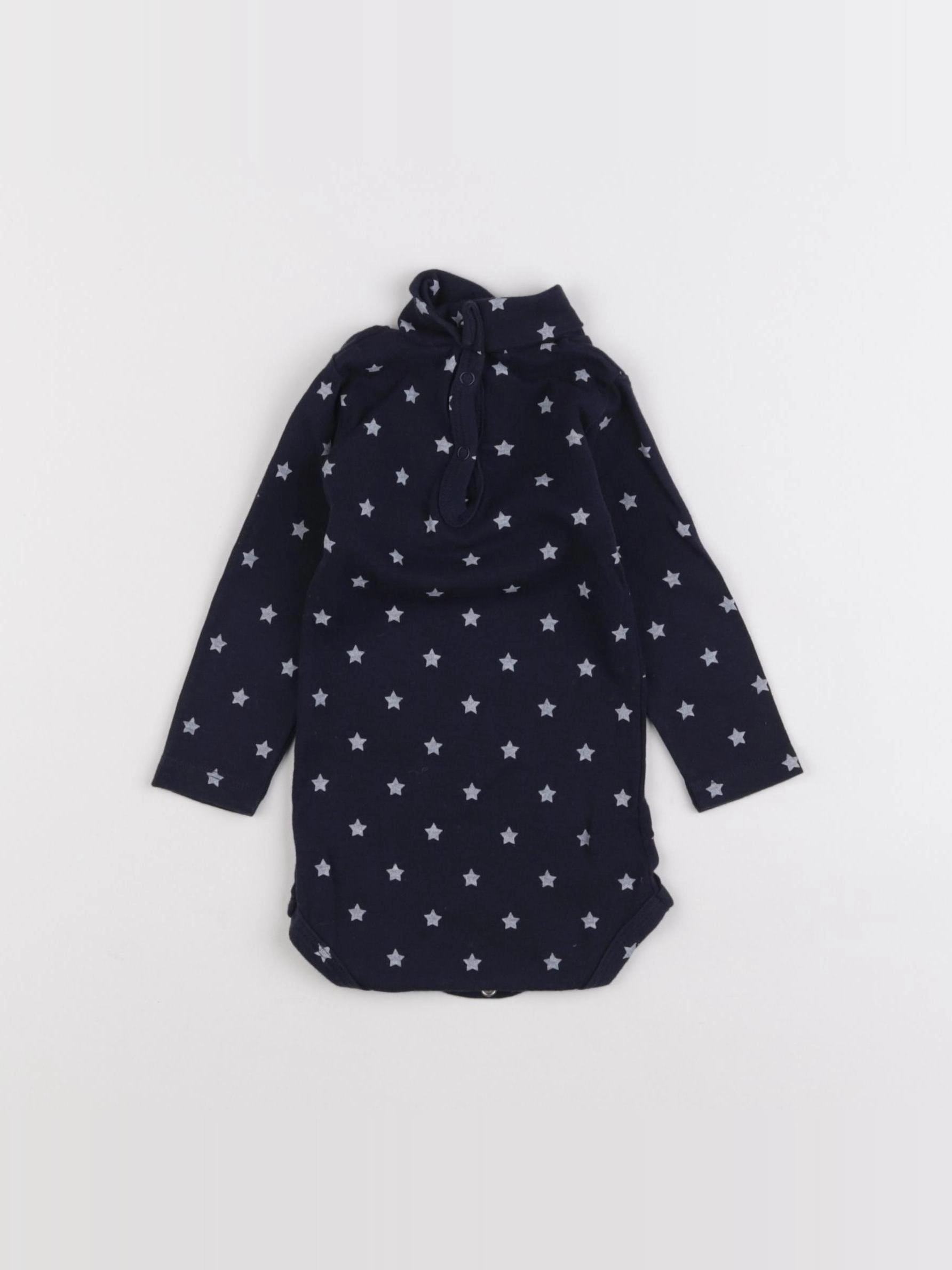 Petit Bateau - body à col bleu - 6 mois