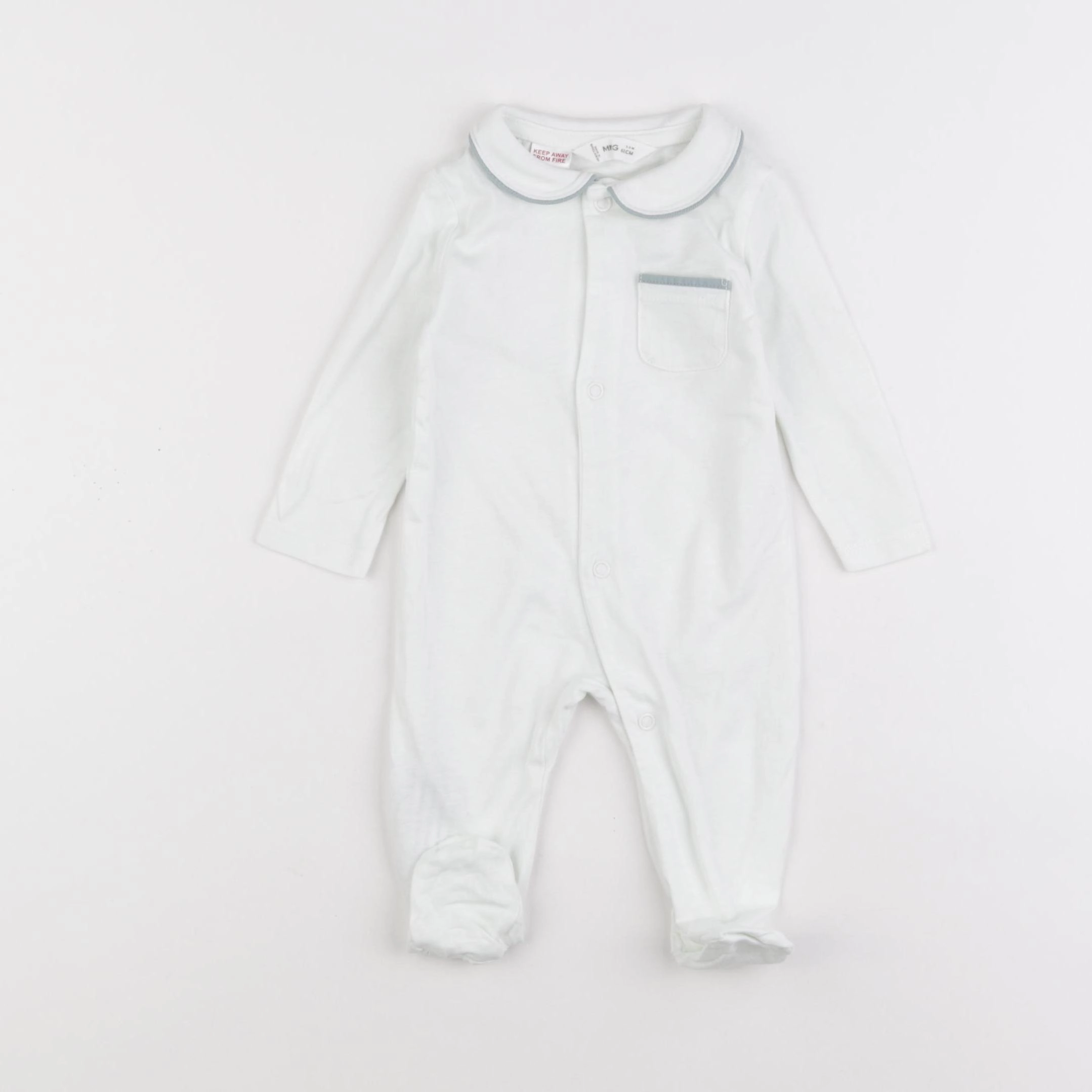 Mango - pyjama coton blanc - 1/3 mois
