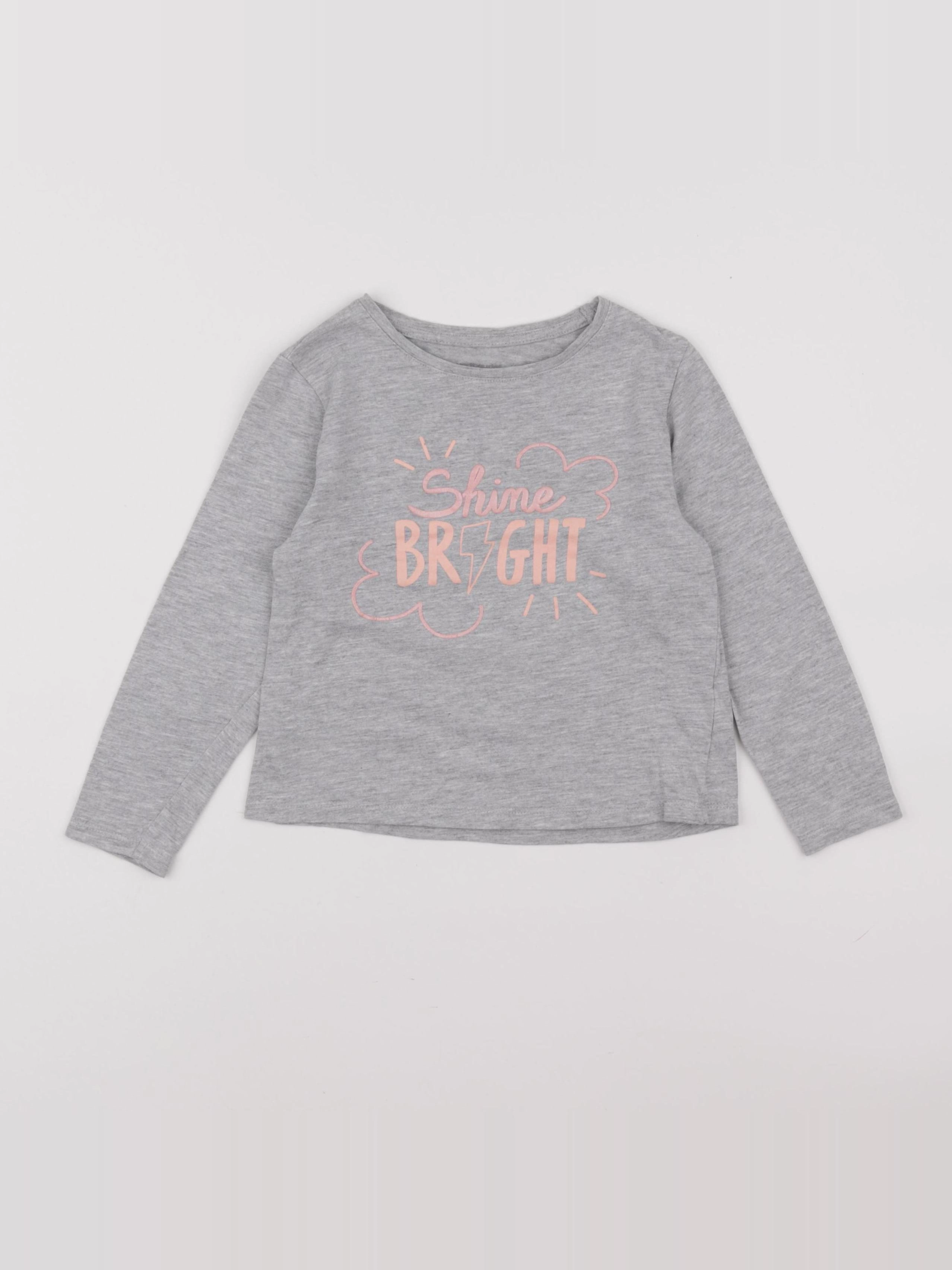 Vertbaudet - tee-shirt gris, rose - 6 ans