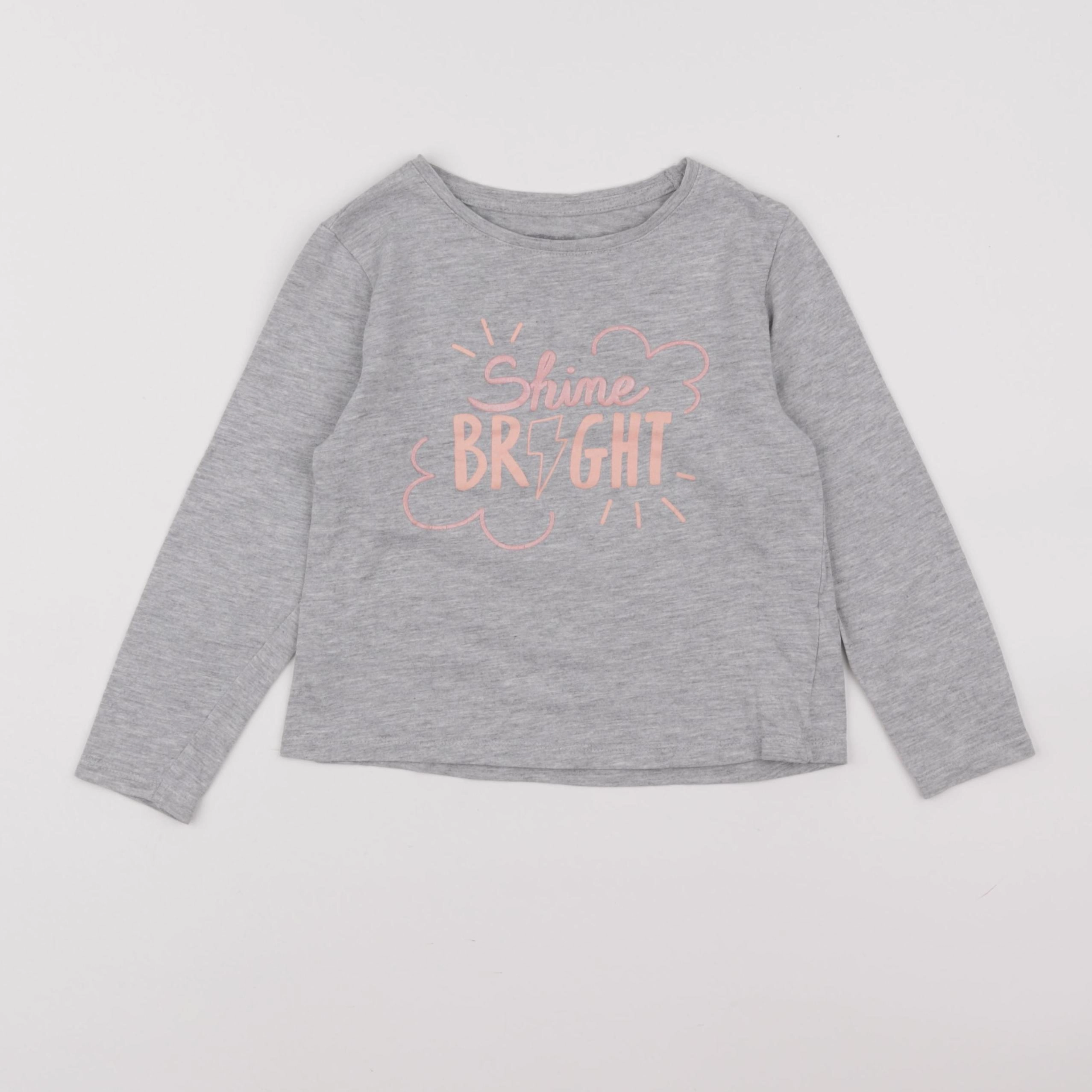 Vertbaudet - tee-shirt gris, rose - 6 ans
