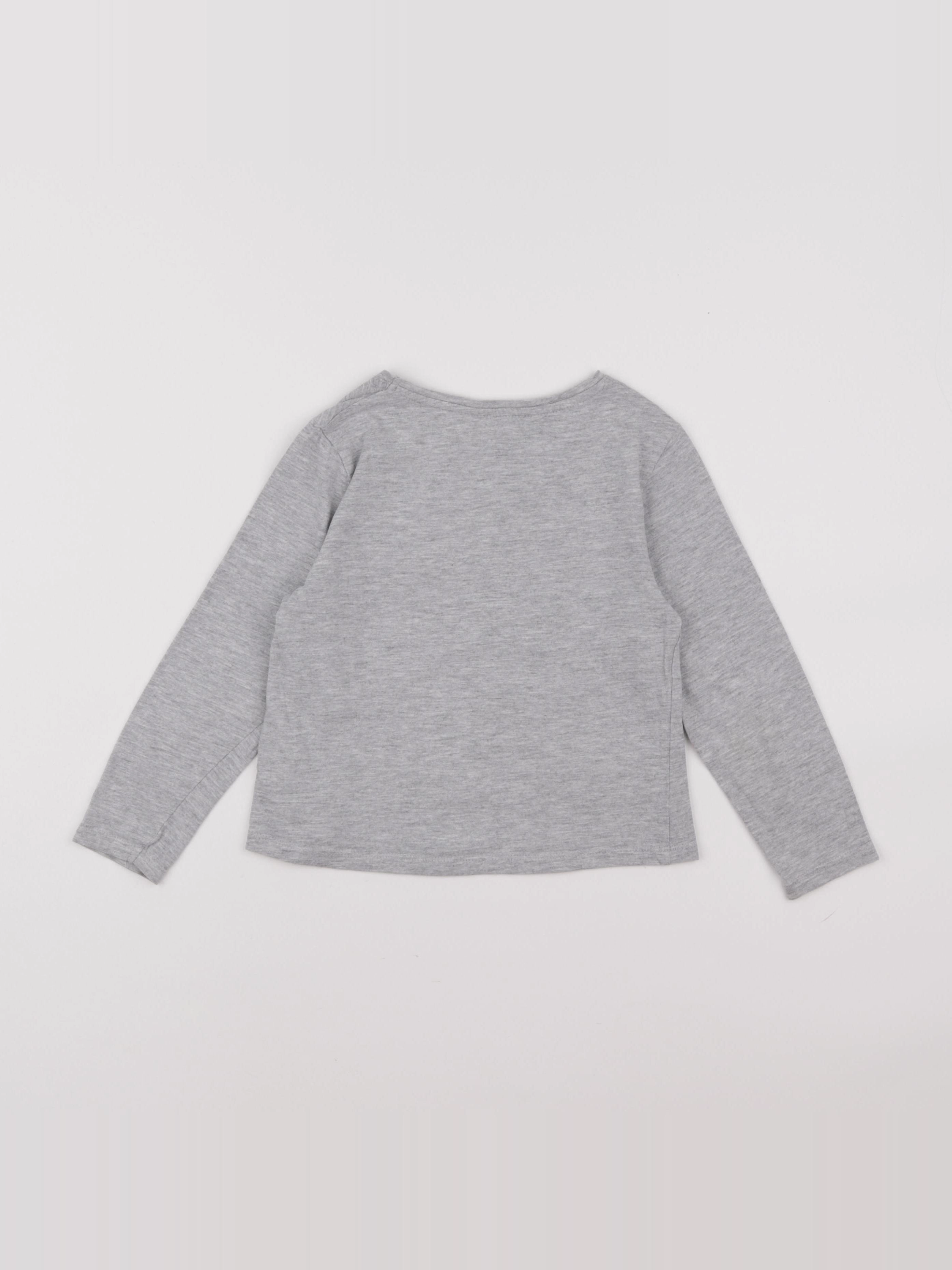 Vertbaudet - tee-shirt gris, rose - 6 ans