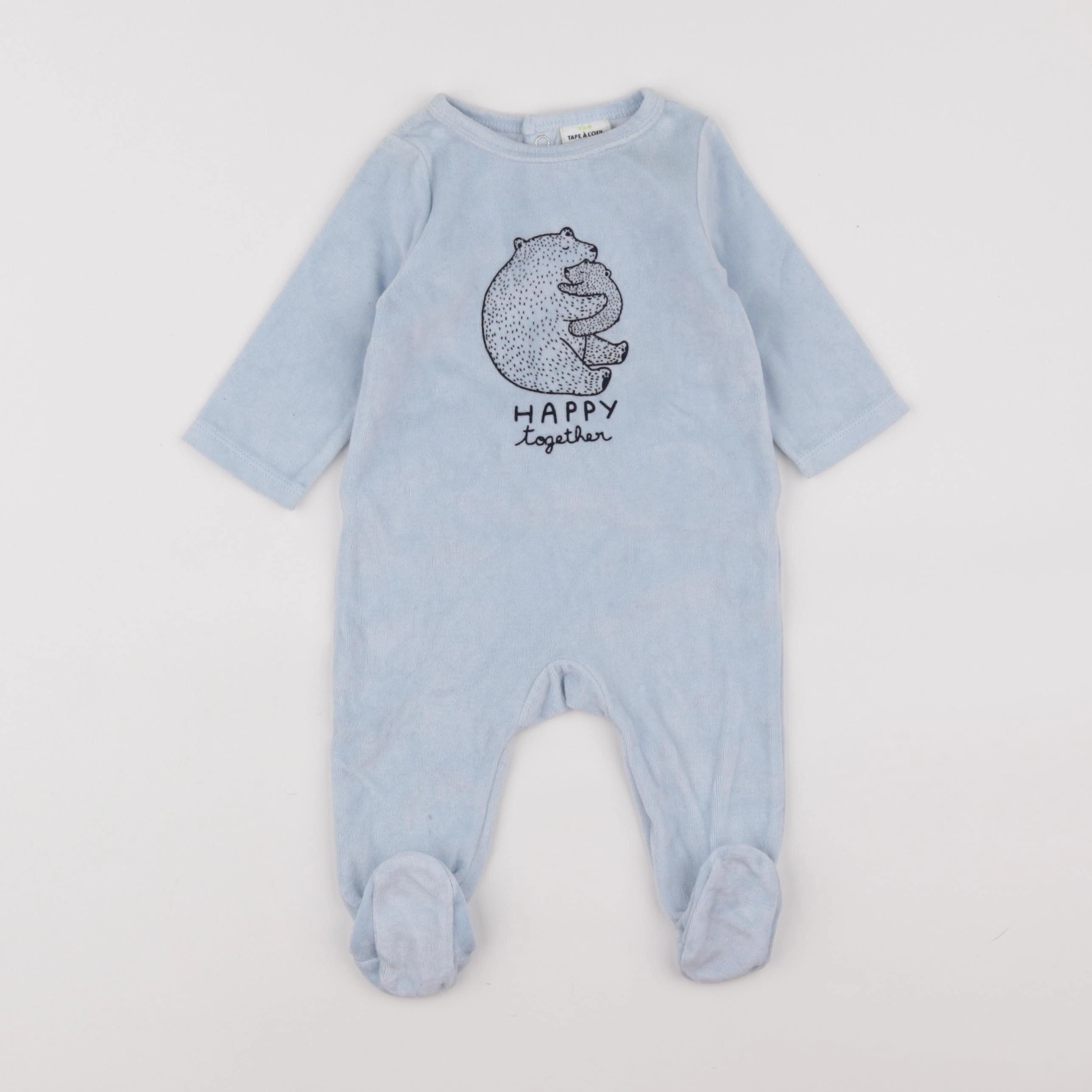 Tape à l'oeil - pyjama velours bleu - 6 mois