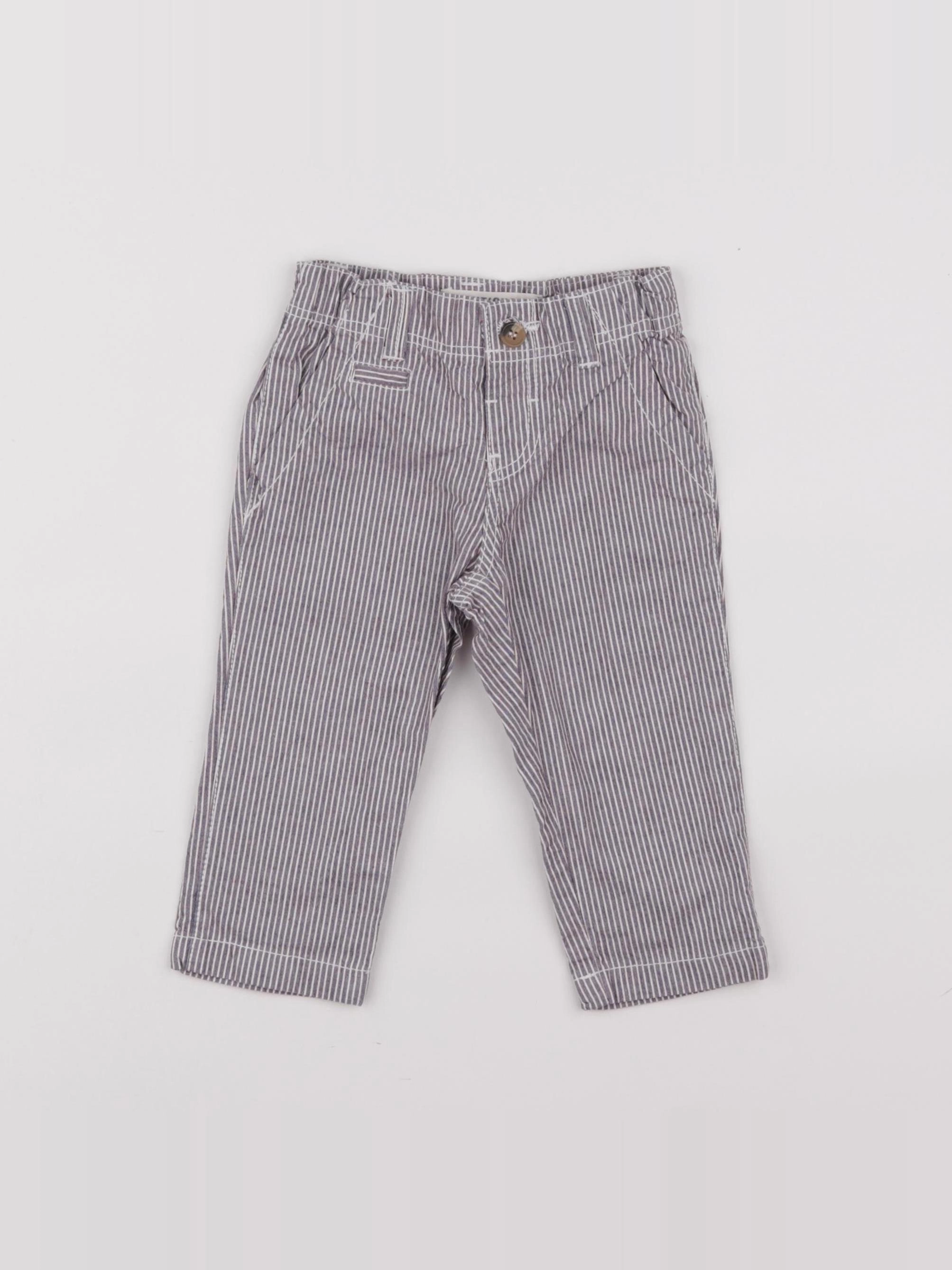 Boutchou - pantalon gris, rouge - 9 mois