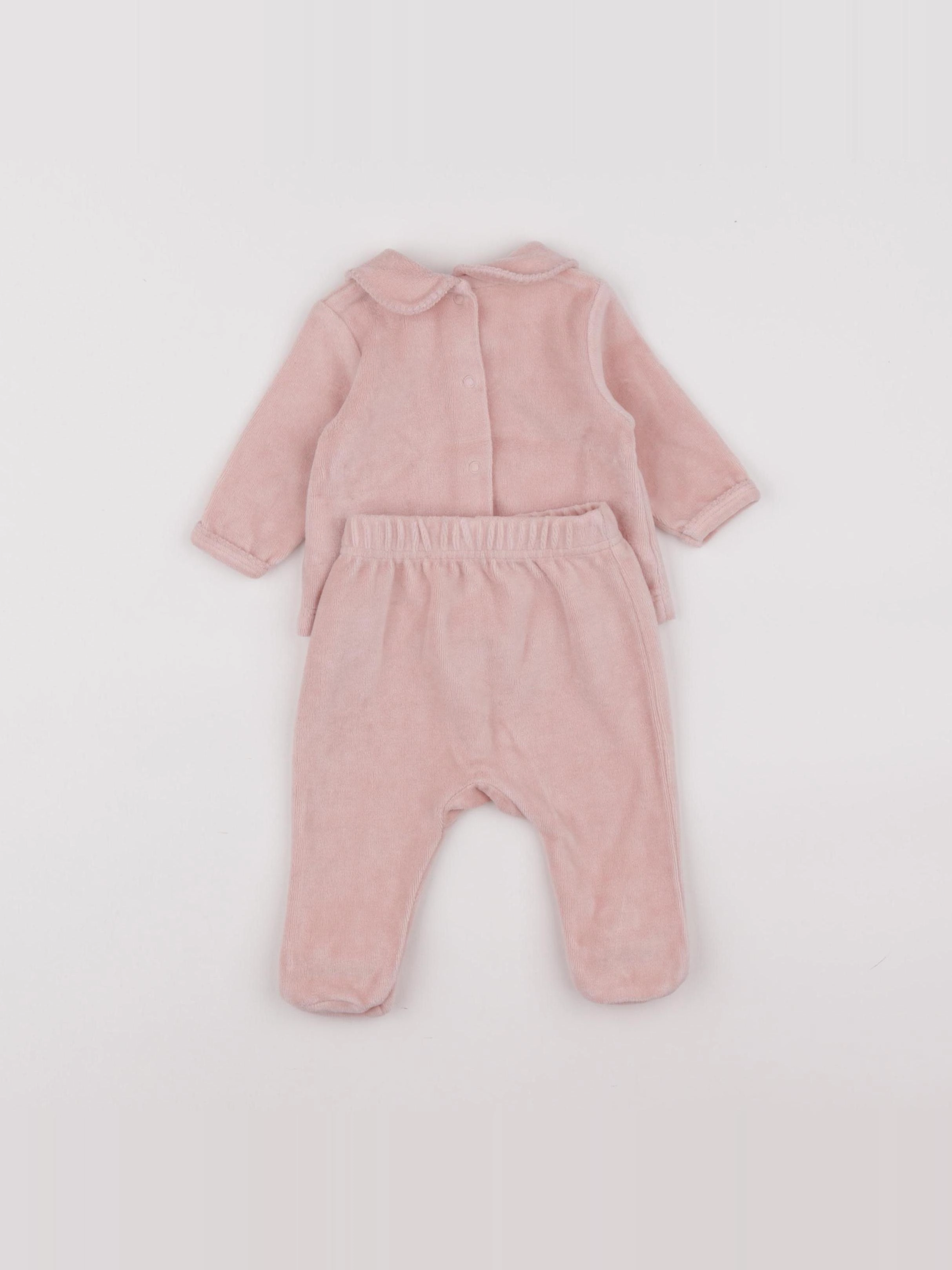 Vertbaudet - pyjama velours rose - 1 mois
