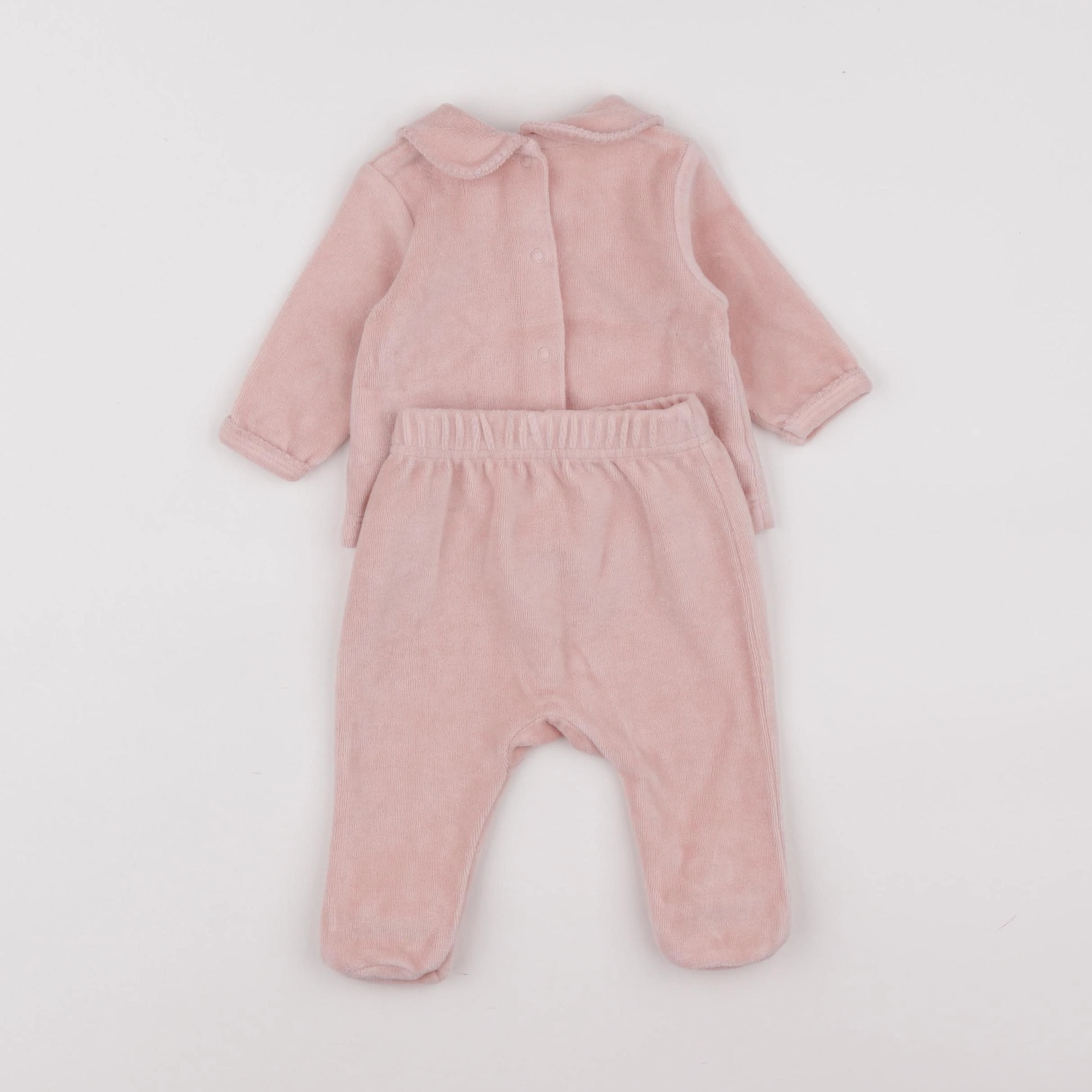 Vertbaudet - pyjama velours rose - 1 mois