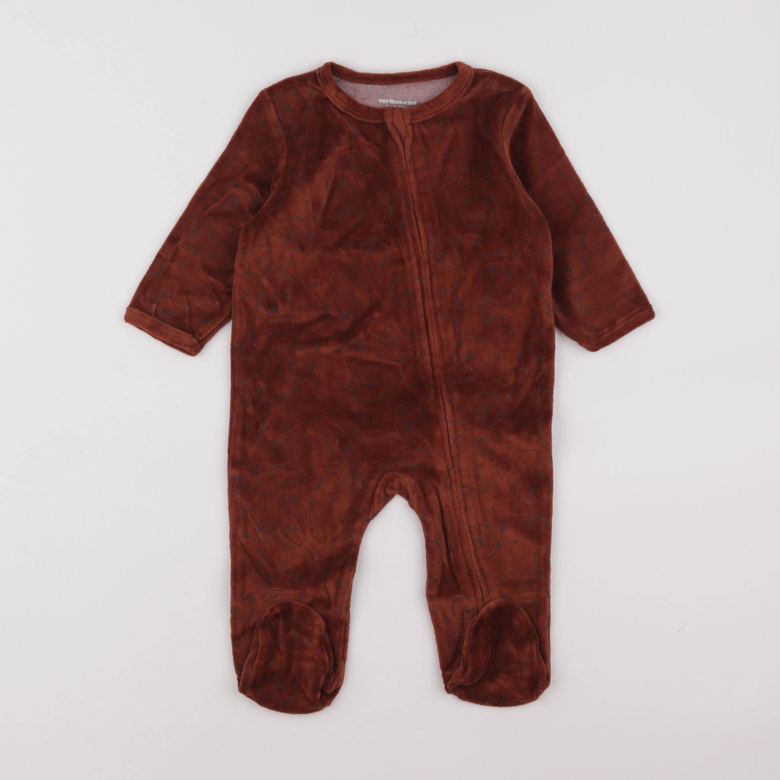 Vertbaudet - pyjama velours rouge - 9 mois