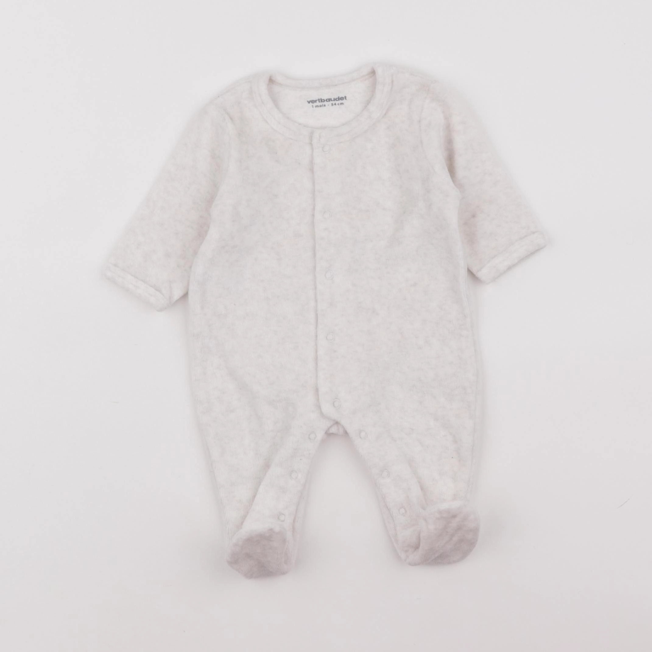 Vertbaudet - pyjama velours beige - 1 mois