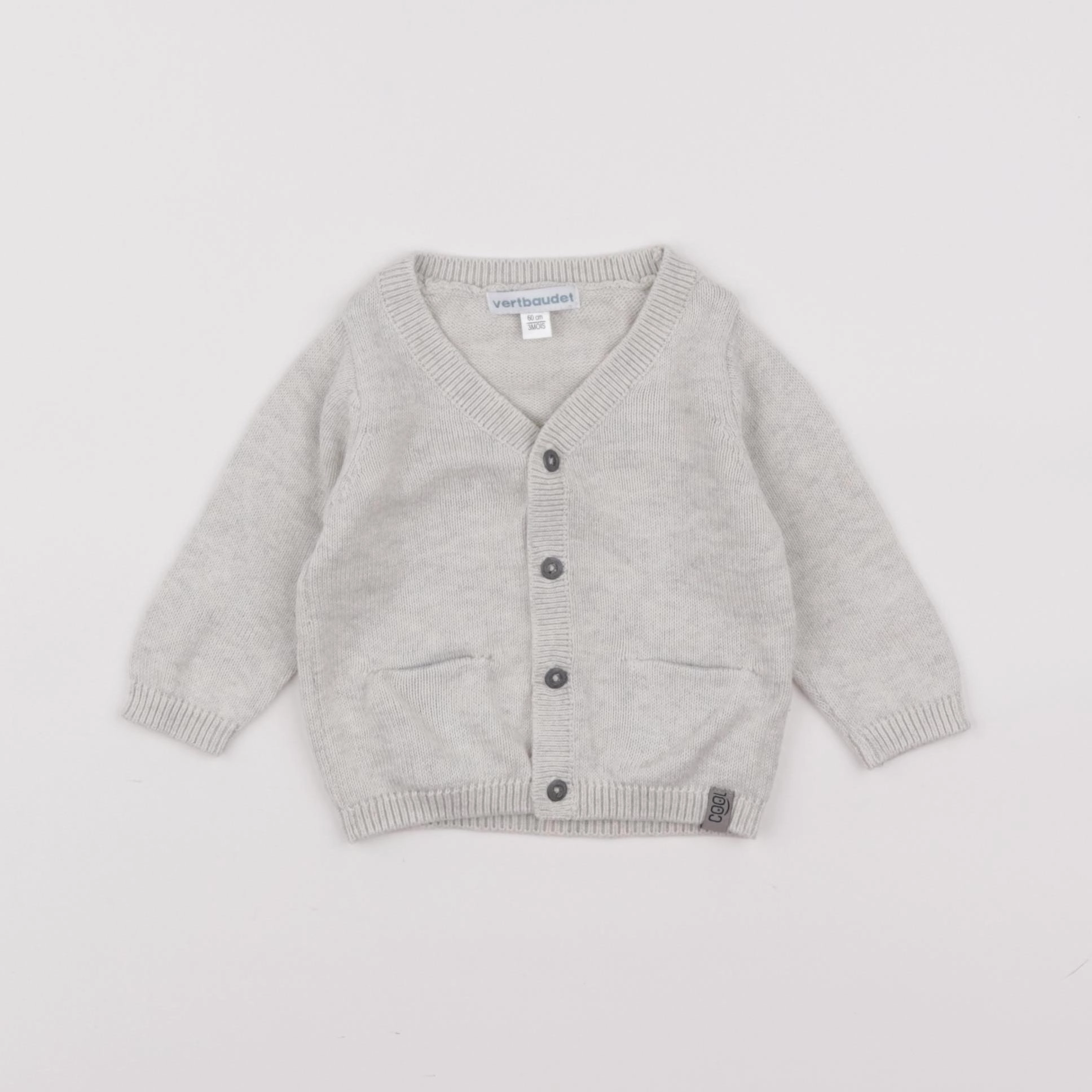 Vertbaudet - gilet beige - 3 mois