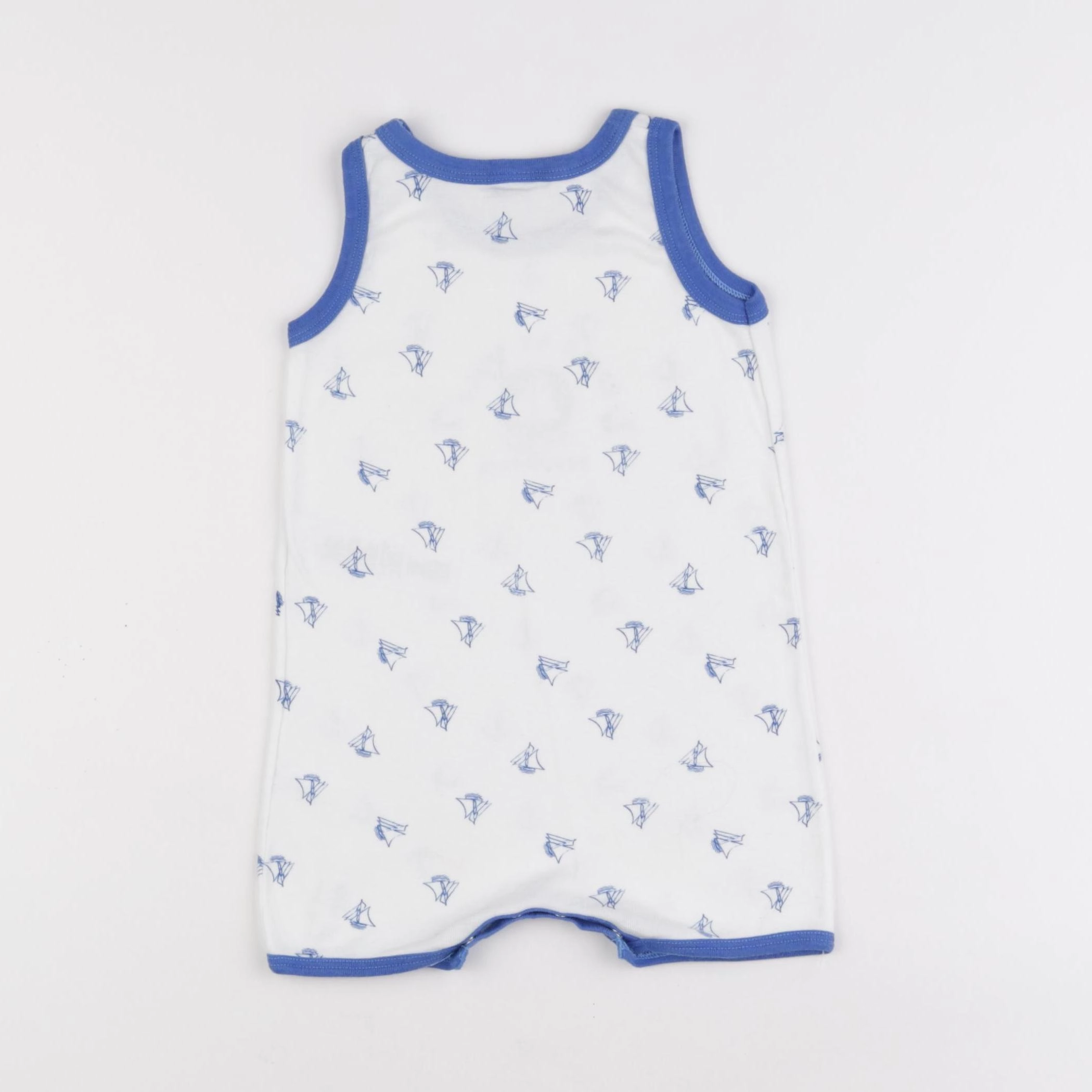 Petit Bateau - pyjama coton blanc, bleu - 24 mois