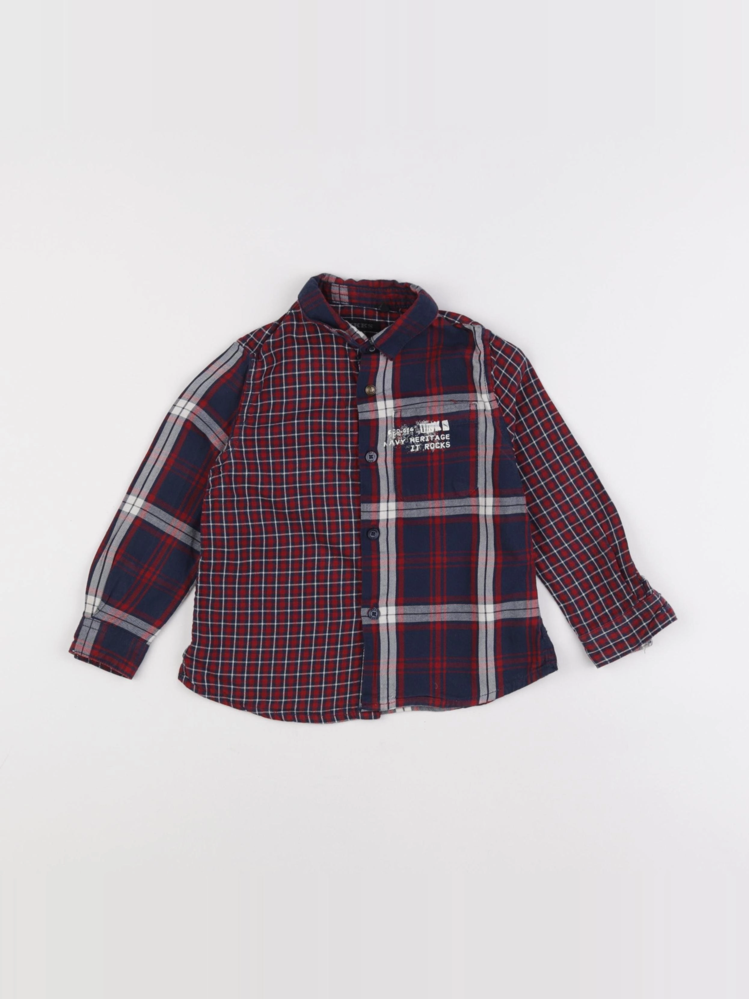 IKKS - chemise rouge, bleu - 2 ans