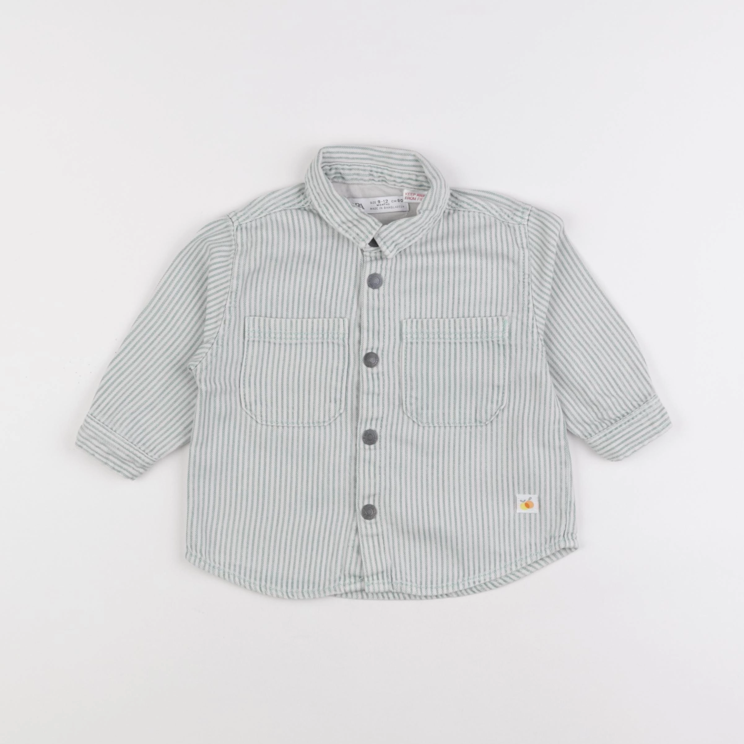 Zara - sur-chemise beige, vert - 9/12 mois